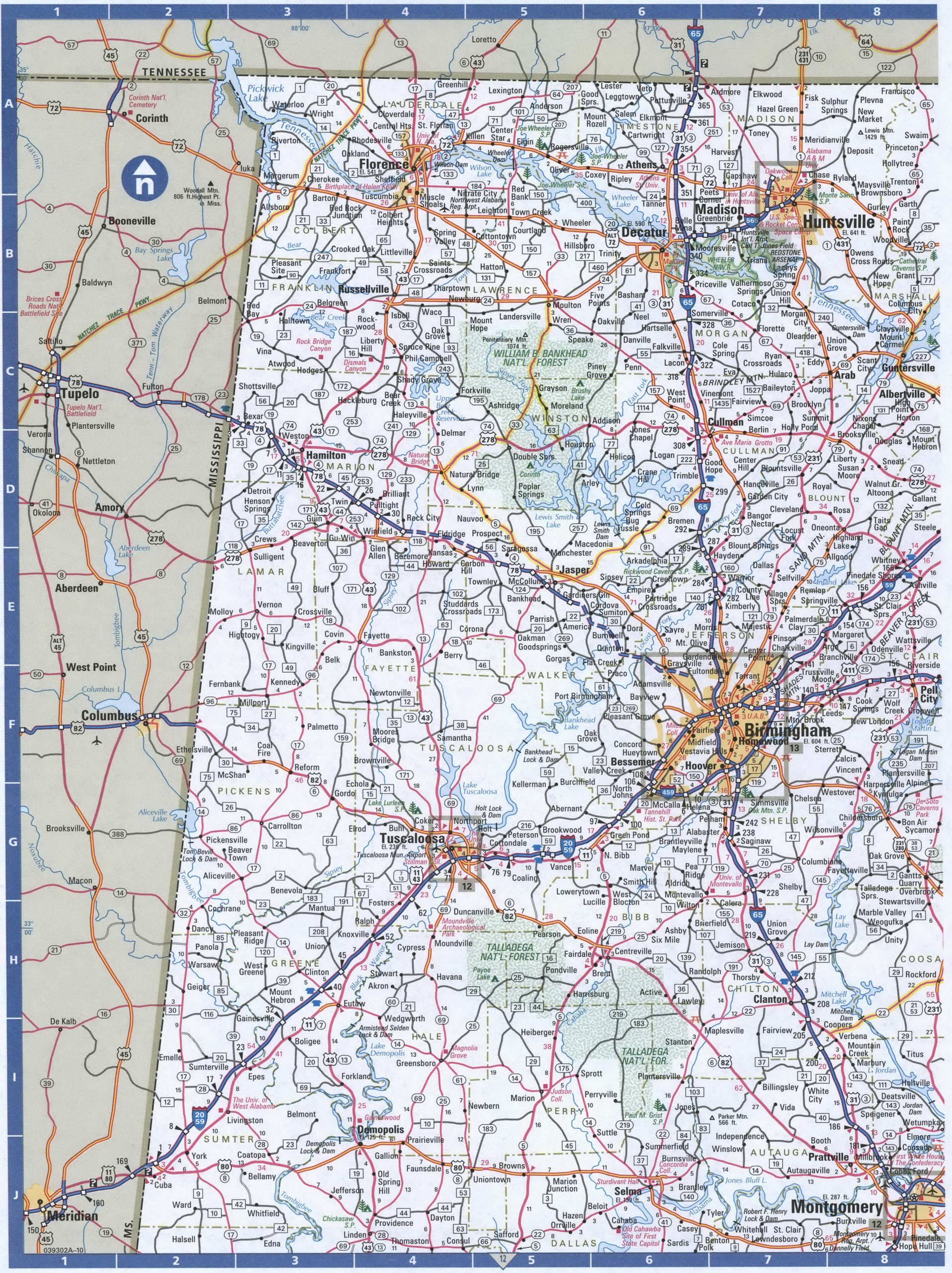 North Alabama detailed map