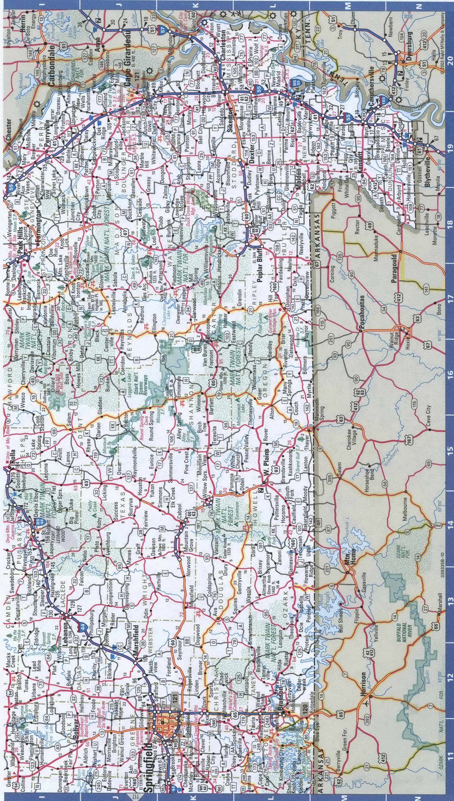 Missouri east map