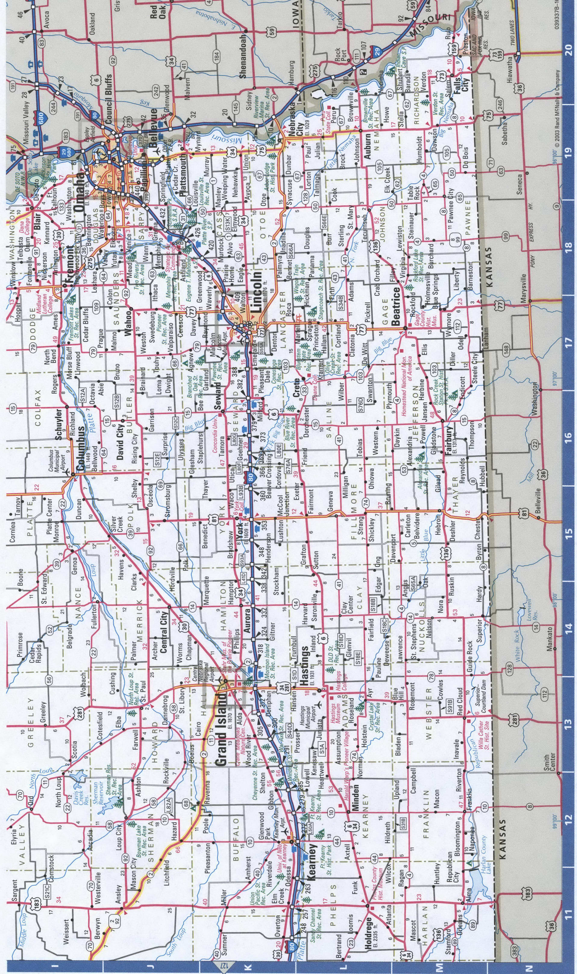 Eastern Nebraska map
