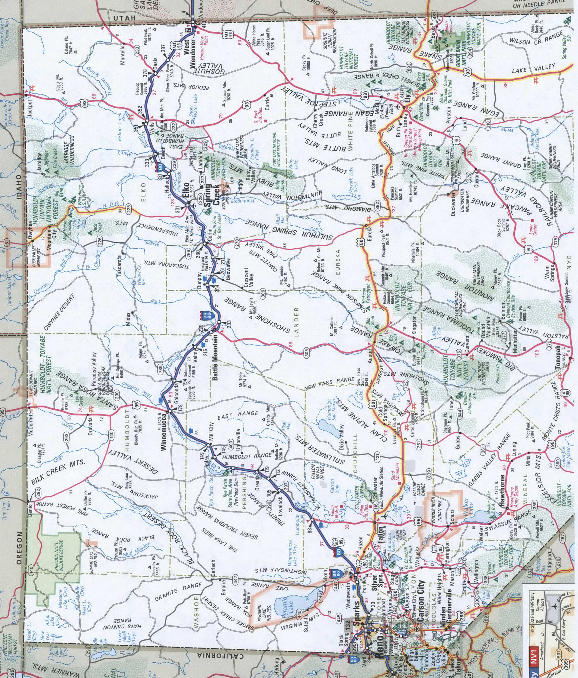 Nevada Detailed Roads Map Free Map Of Nevada With Cities And Highways