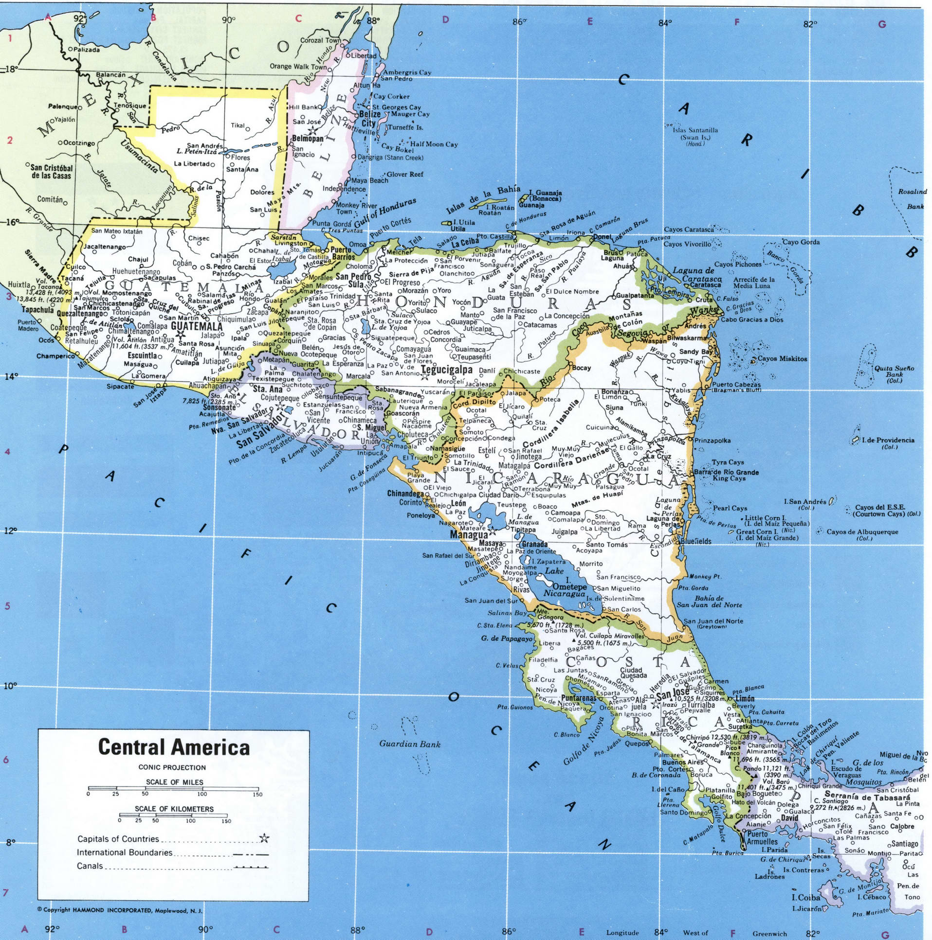 Political map Central America