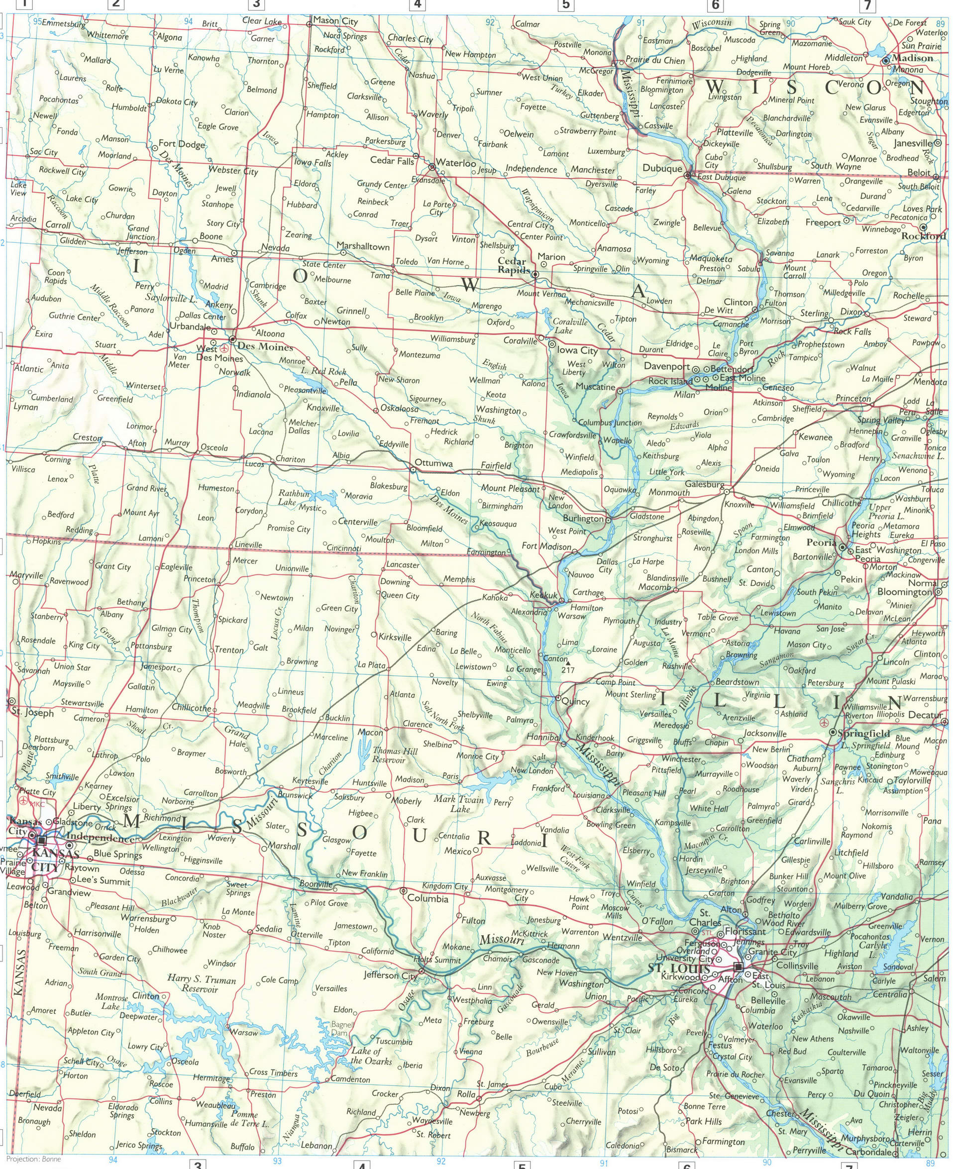 Midwest USA map