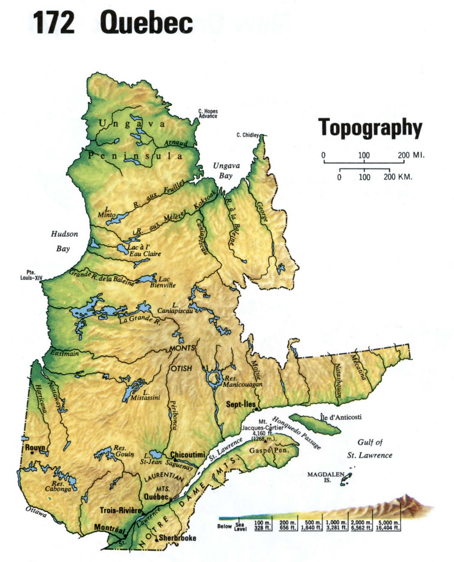 Topographic map of Quebec