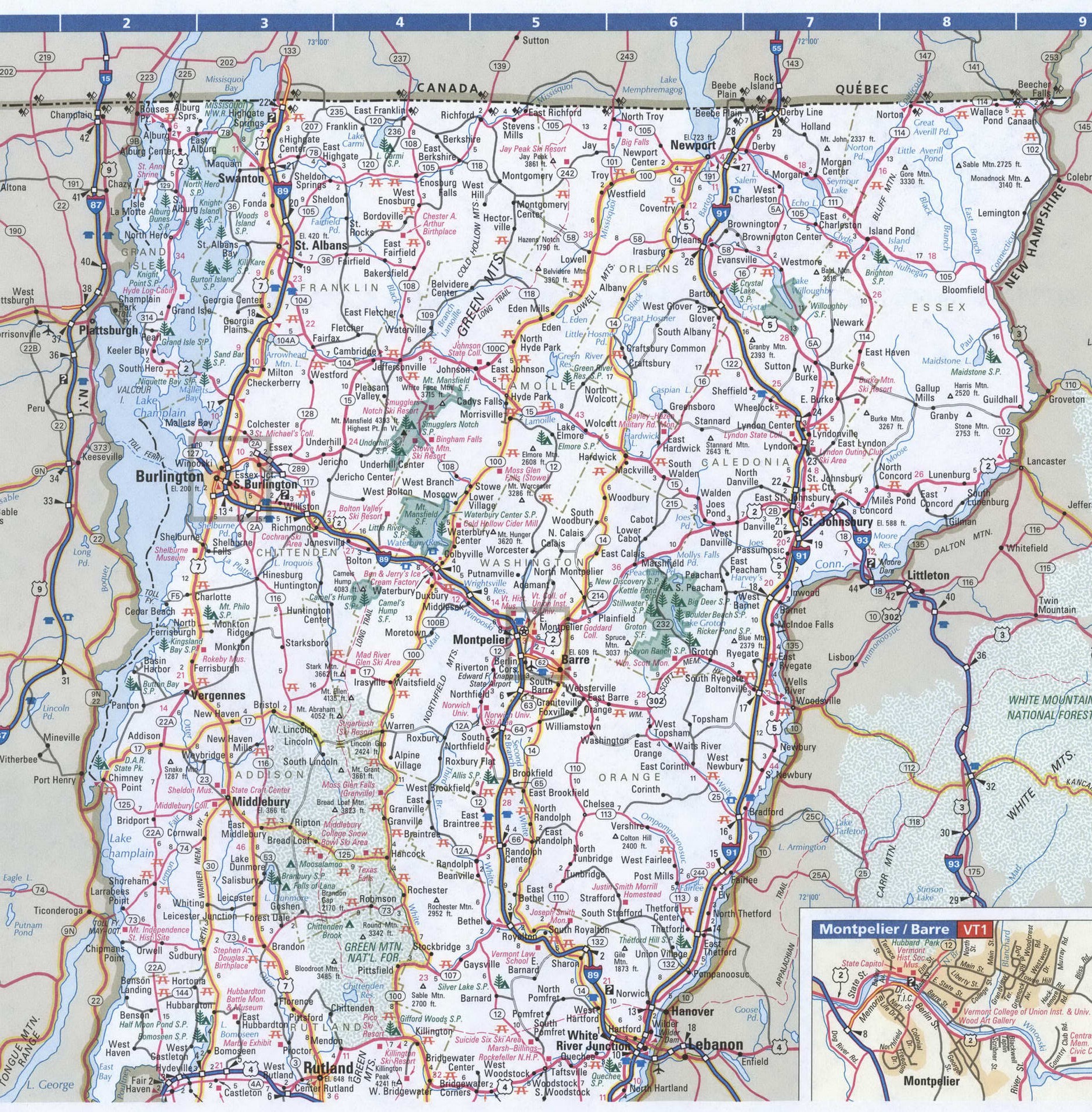 Vermont roads map