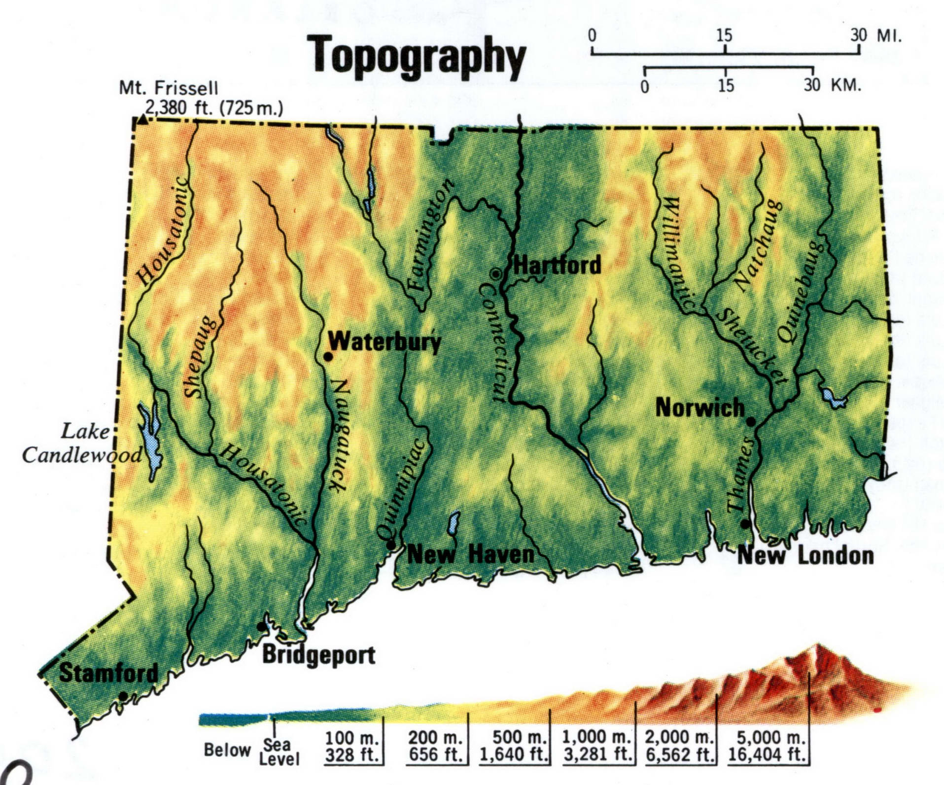 Connecticut Topographic Mapfree Large Topographical Map Of Connecticut Topo 5410
