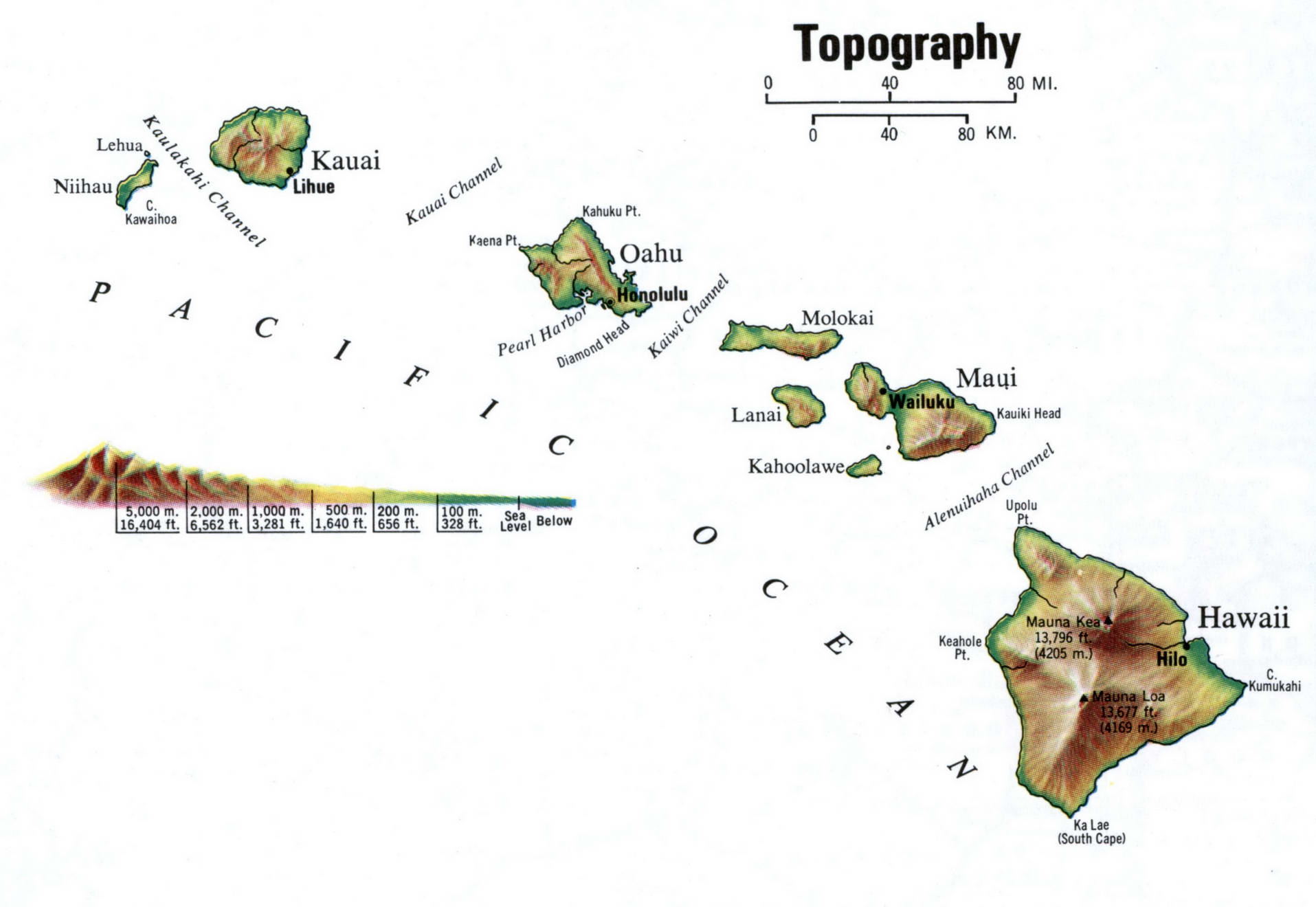Topographic map Hawaii