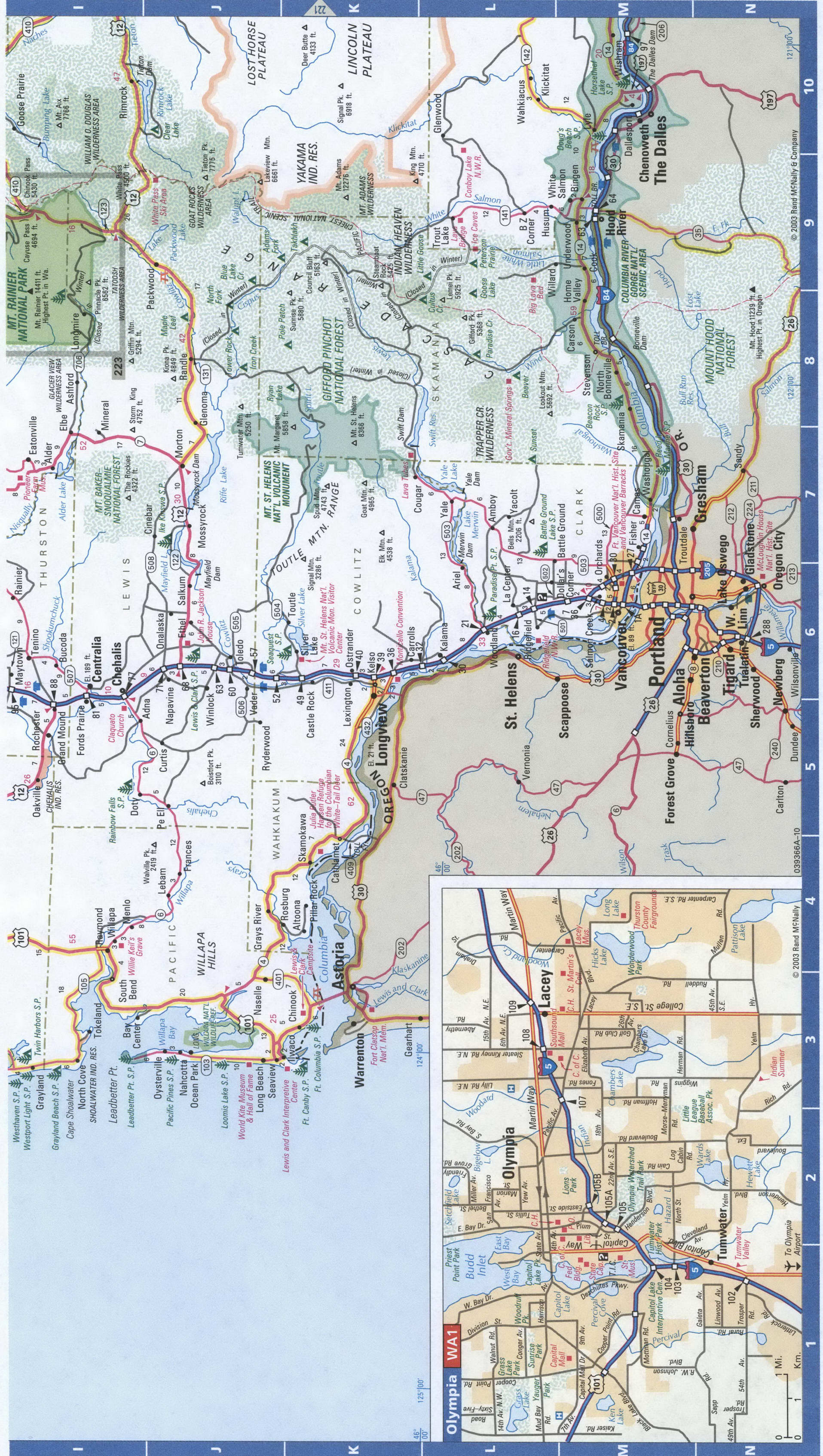 Western Washington state roads map.Map of West Washington cities and ...