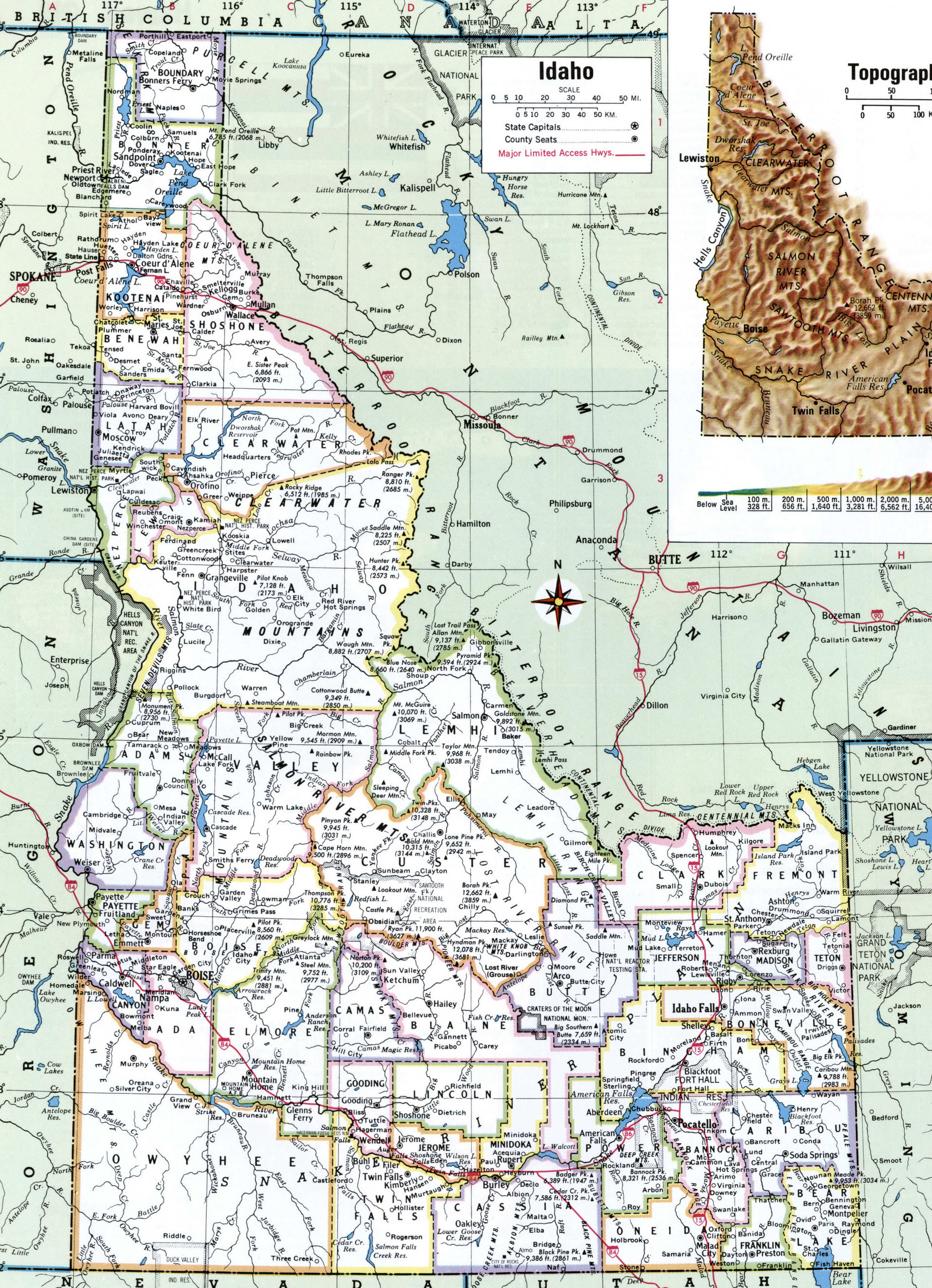 Idaho map with counties