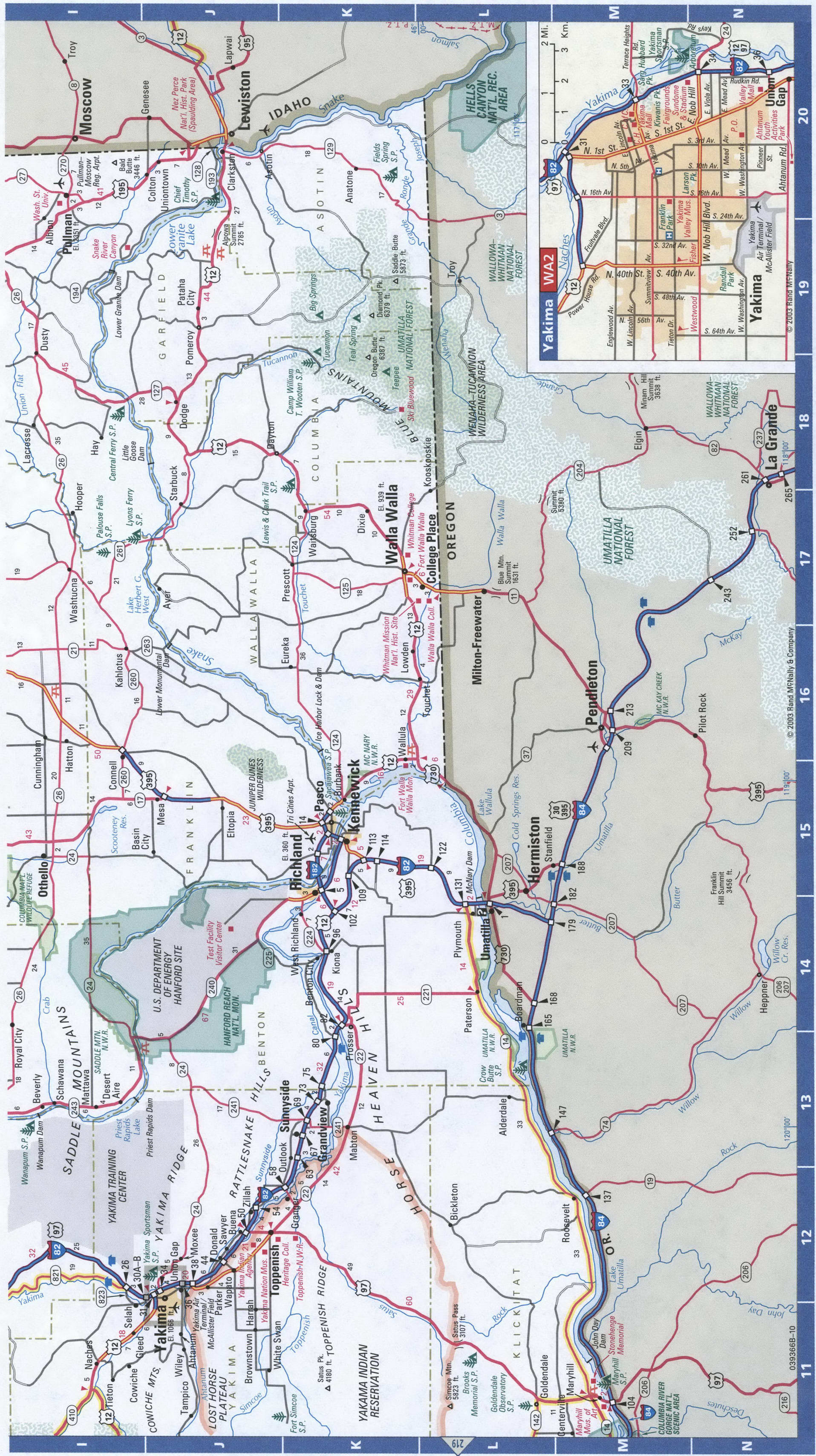East Washington roads map