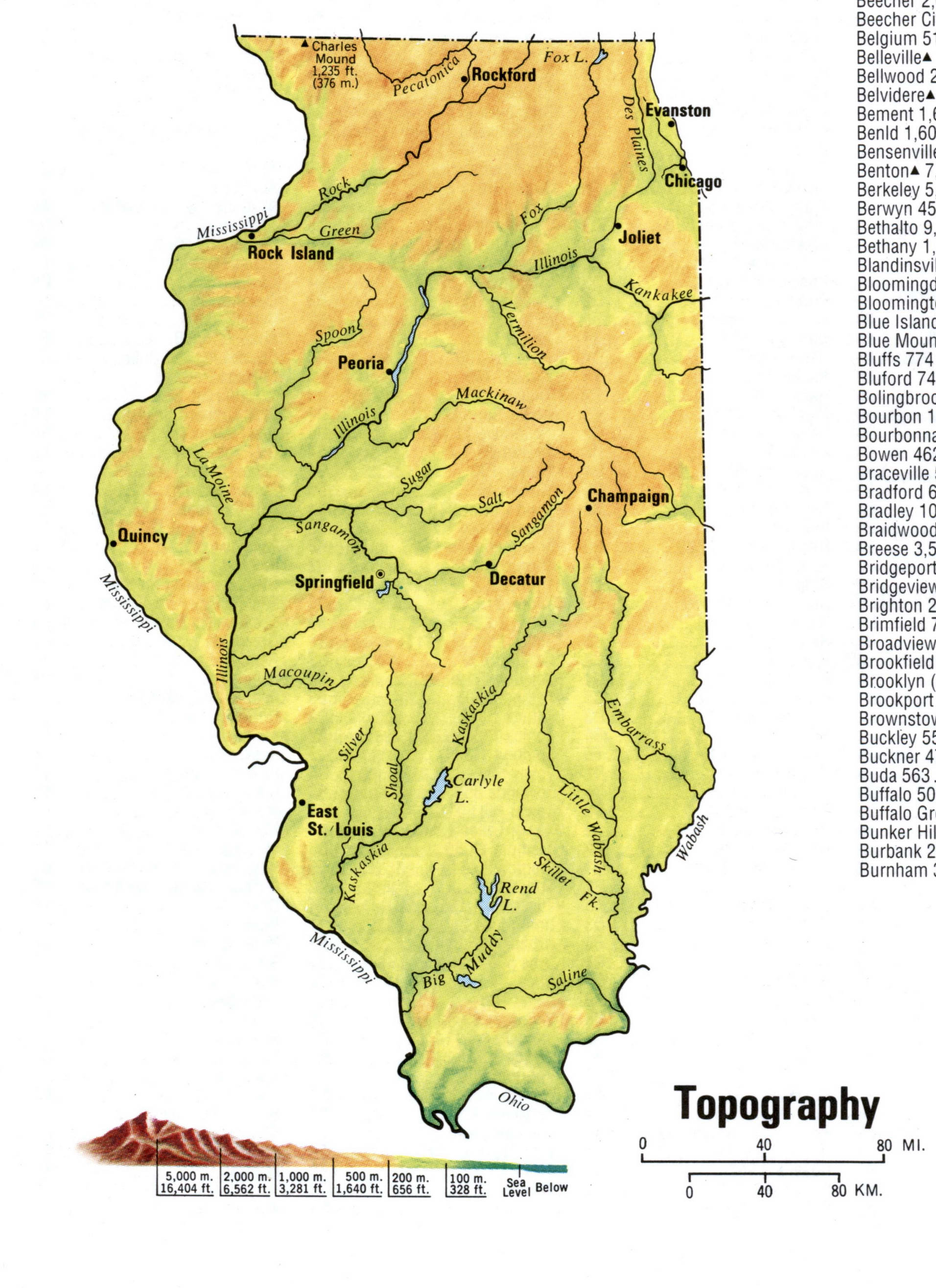 Illinois topographical map