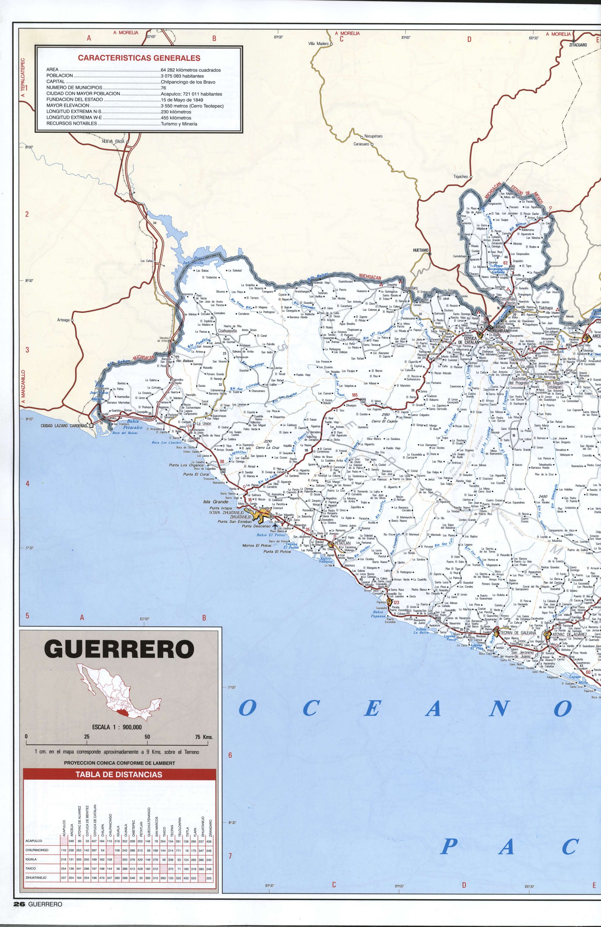 Guerrero state map western