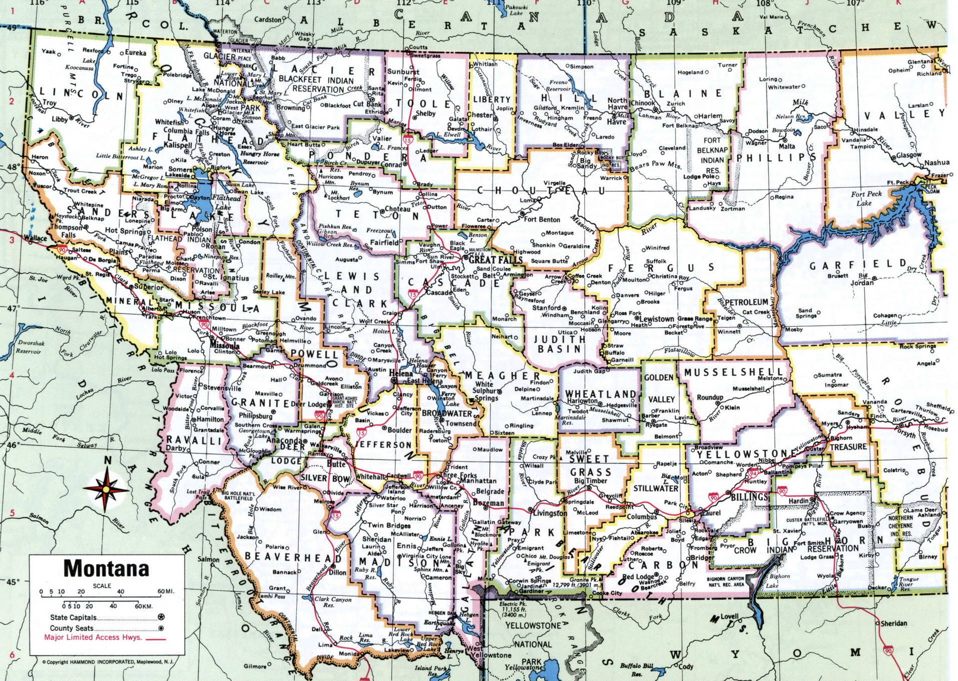 Montana map with counties