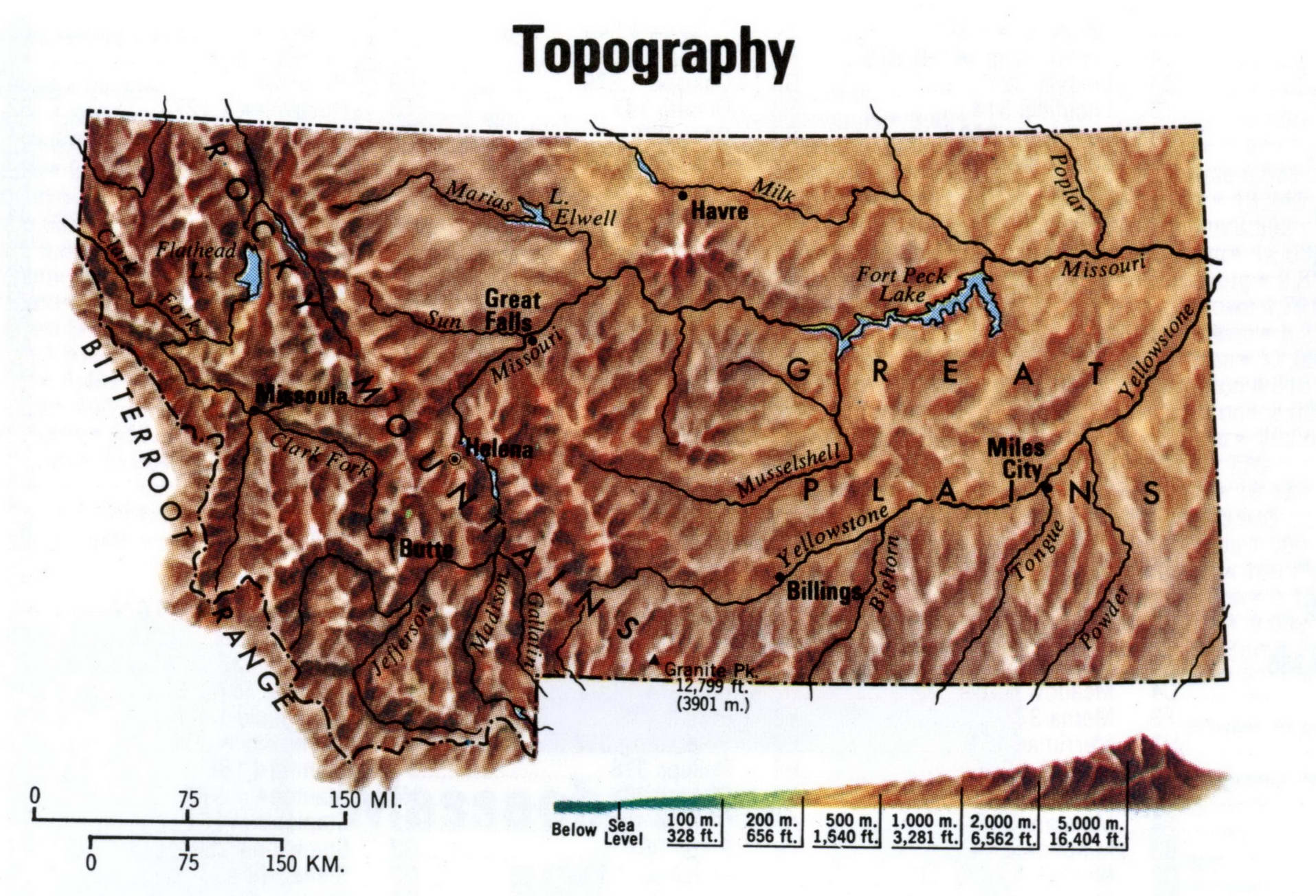 Montana topographical map
