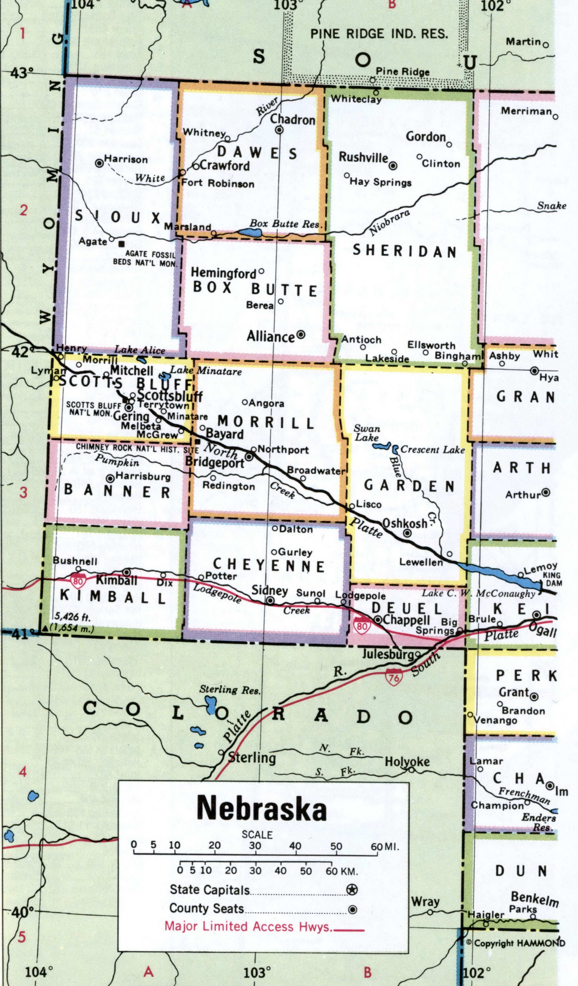 Nebraska counties map