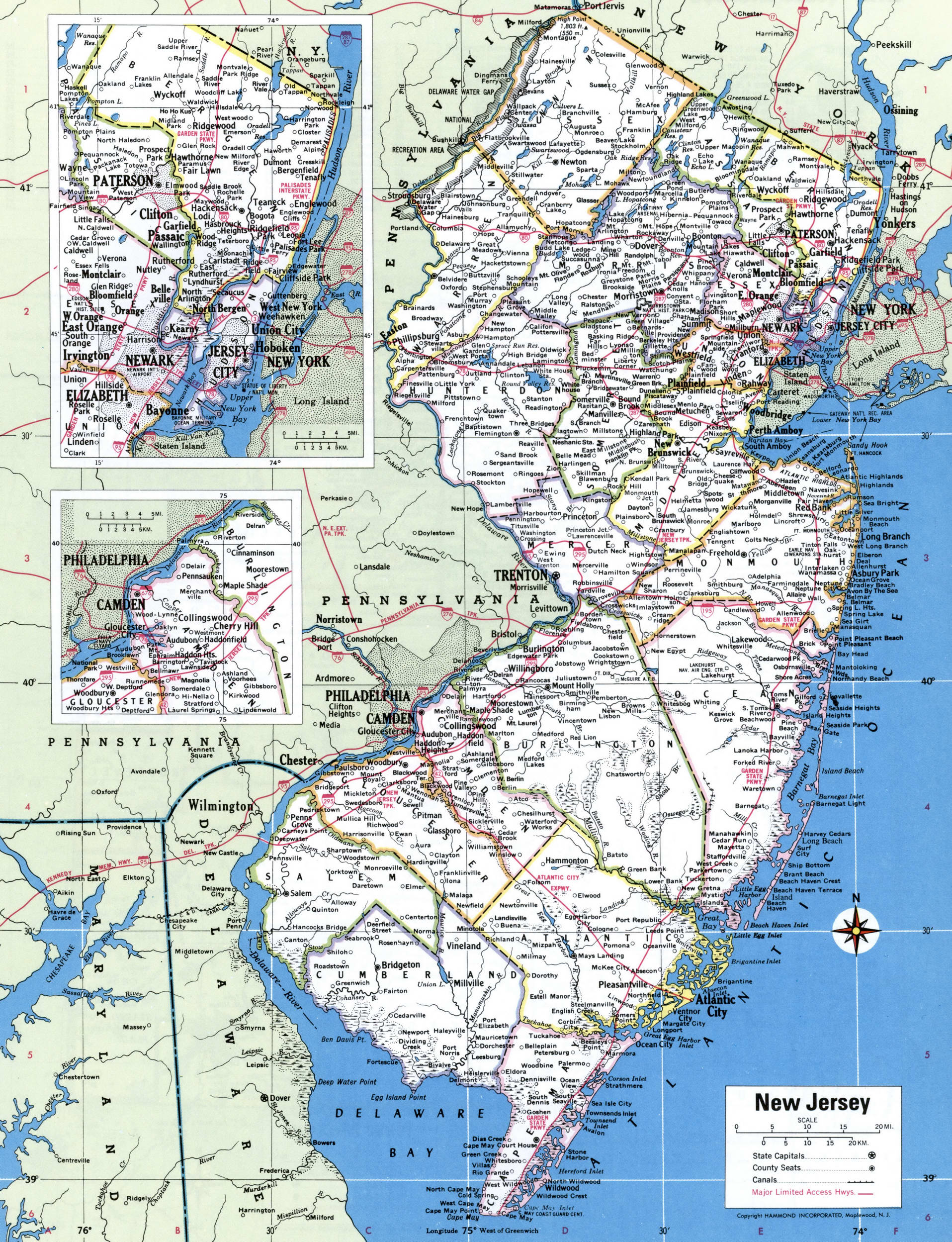 New Jersey map with counties
