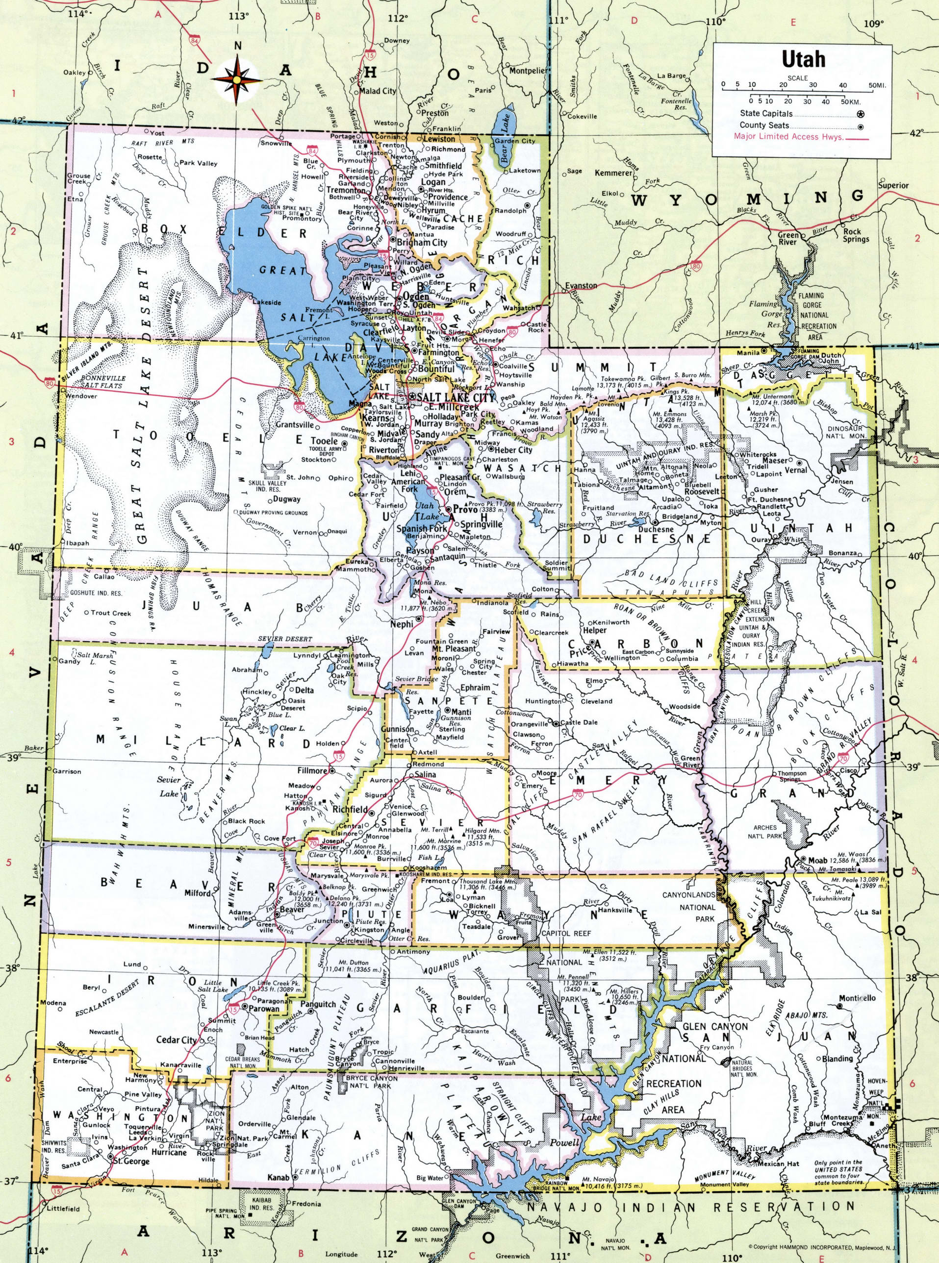 Utah map with counties