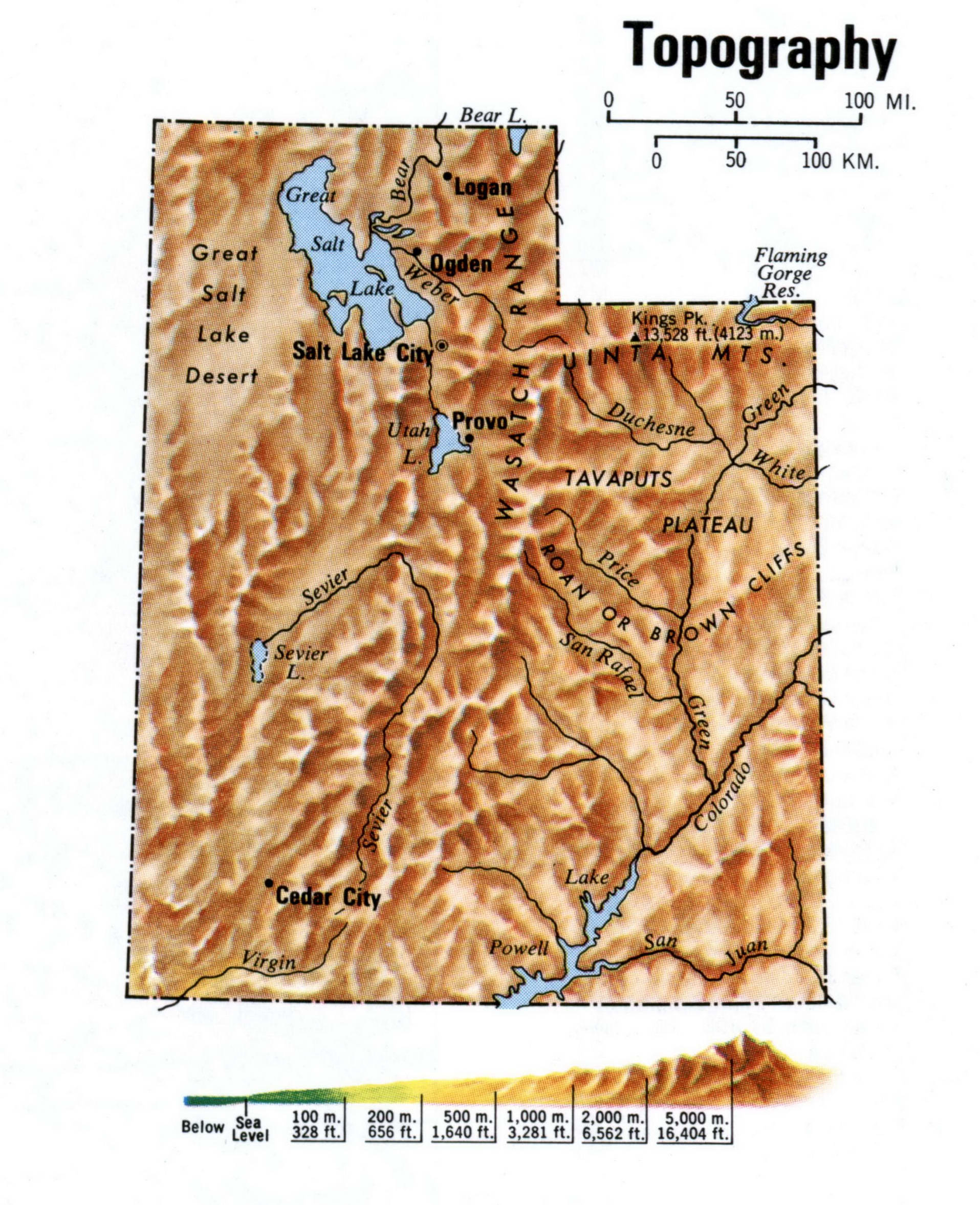 Utah topographical map