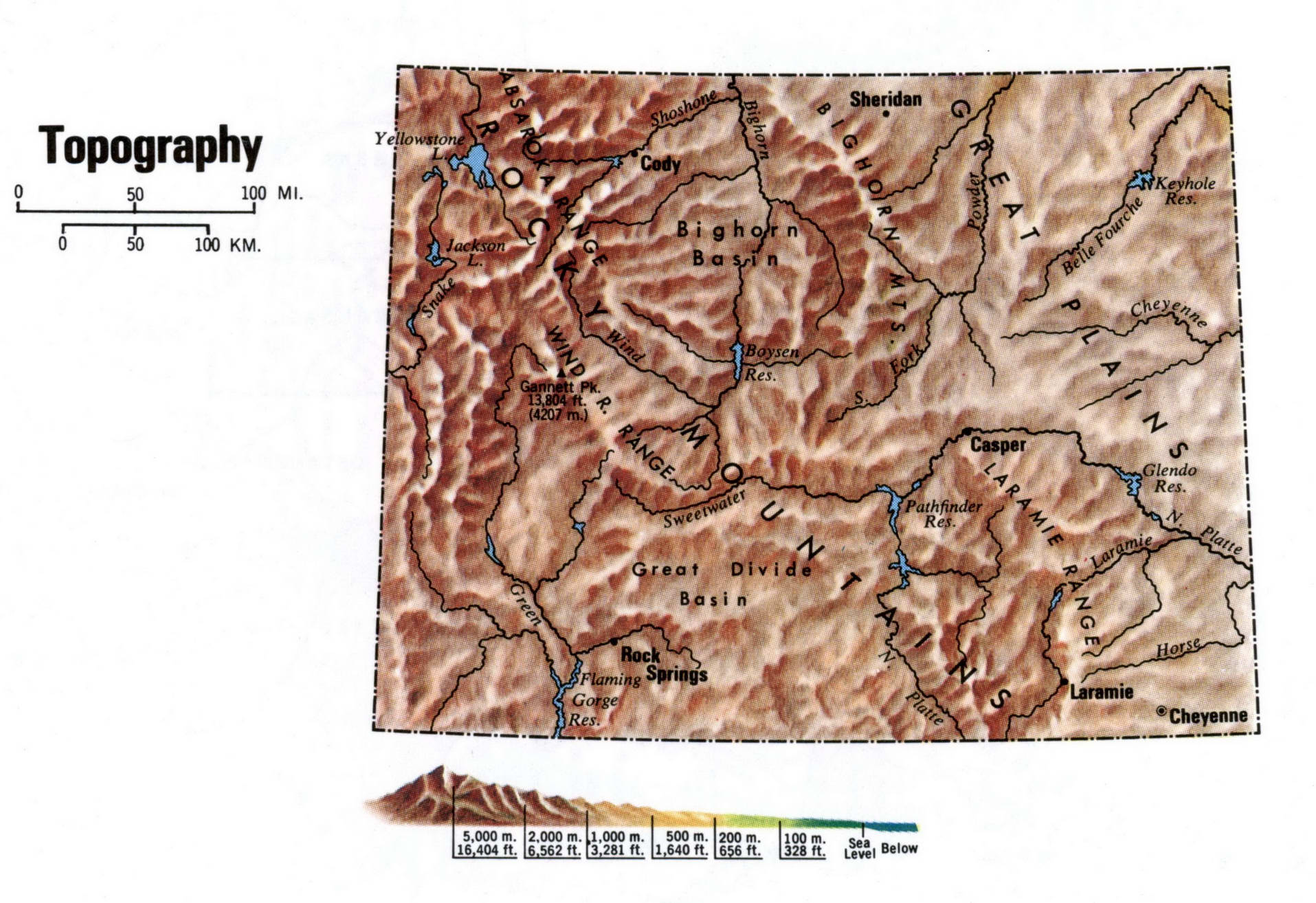 Wyoming topographical map