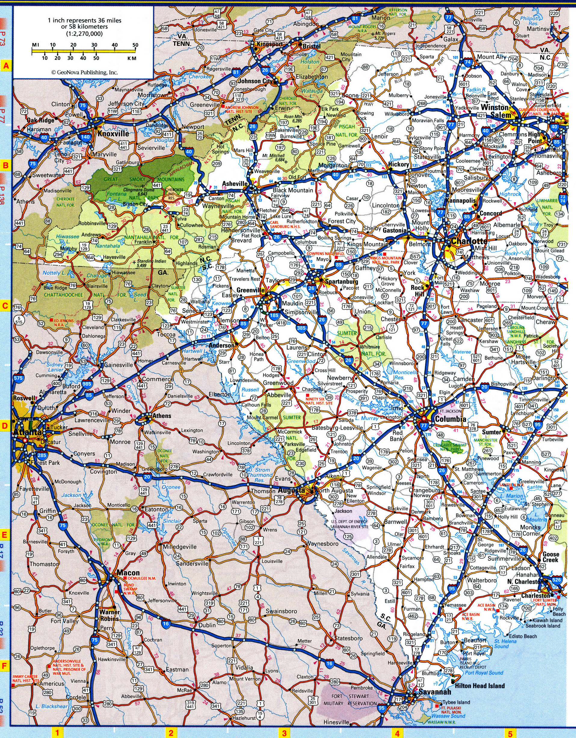 North Carolina highways map