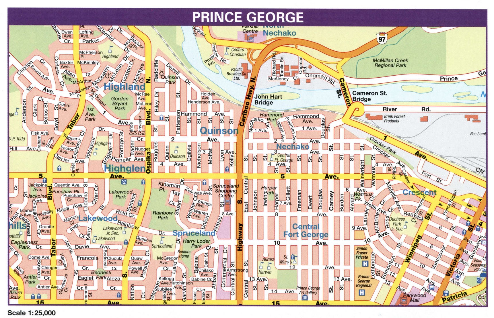 Prince George city map