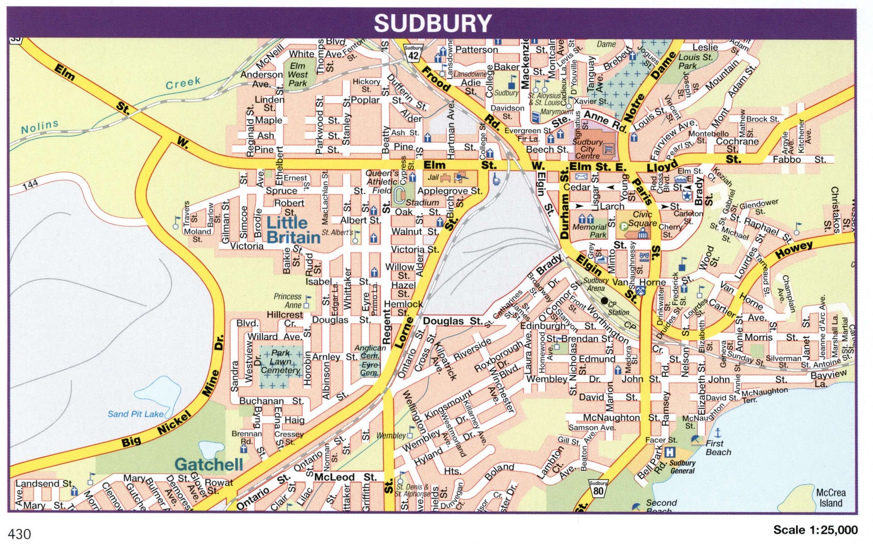 Sudbury city map