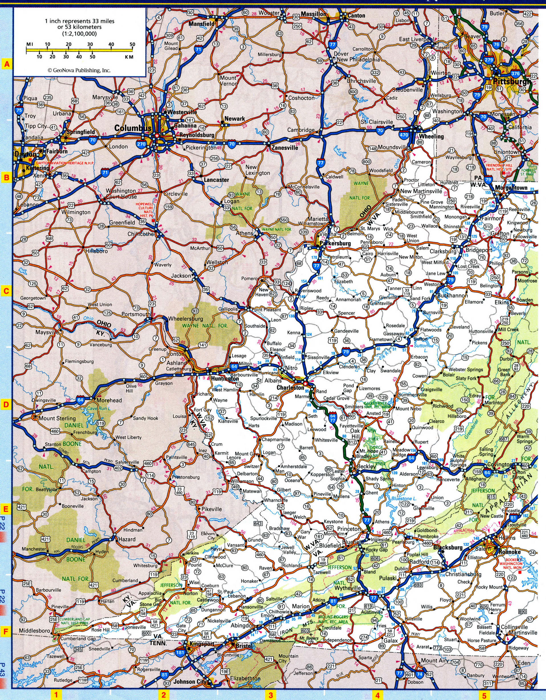 Western West Virginia highways map