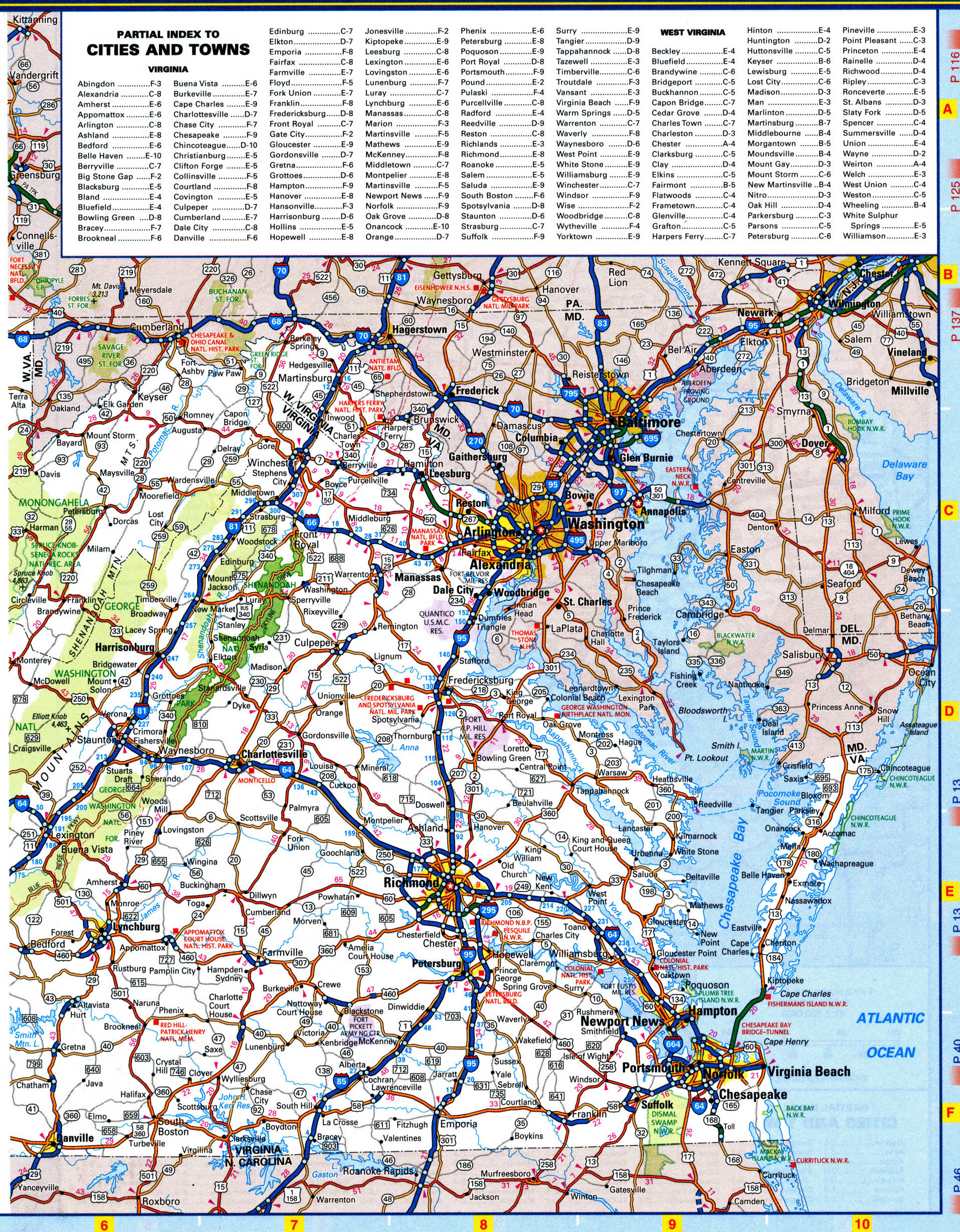 Eastern West Virginia highways map