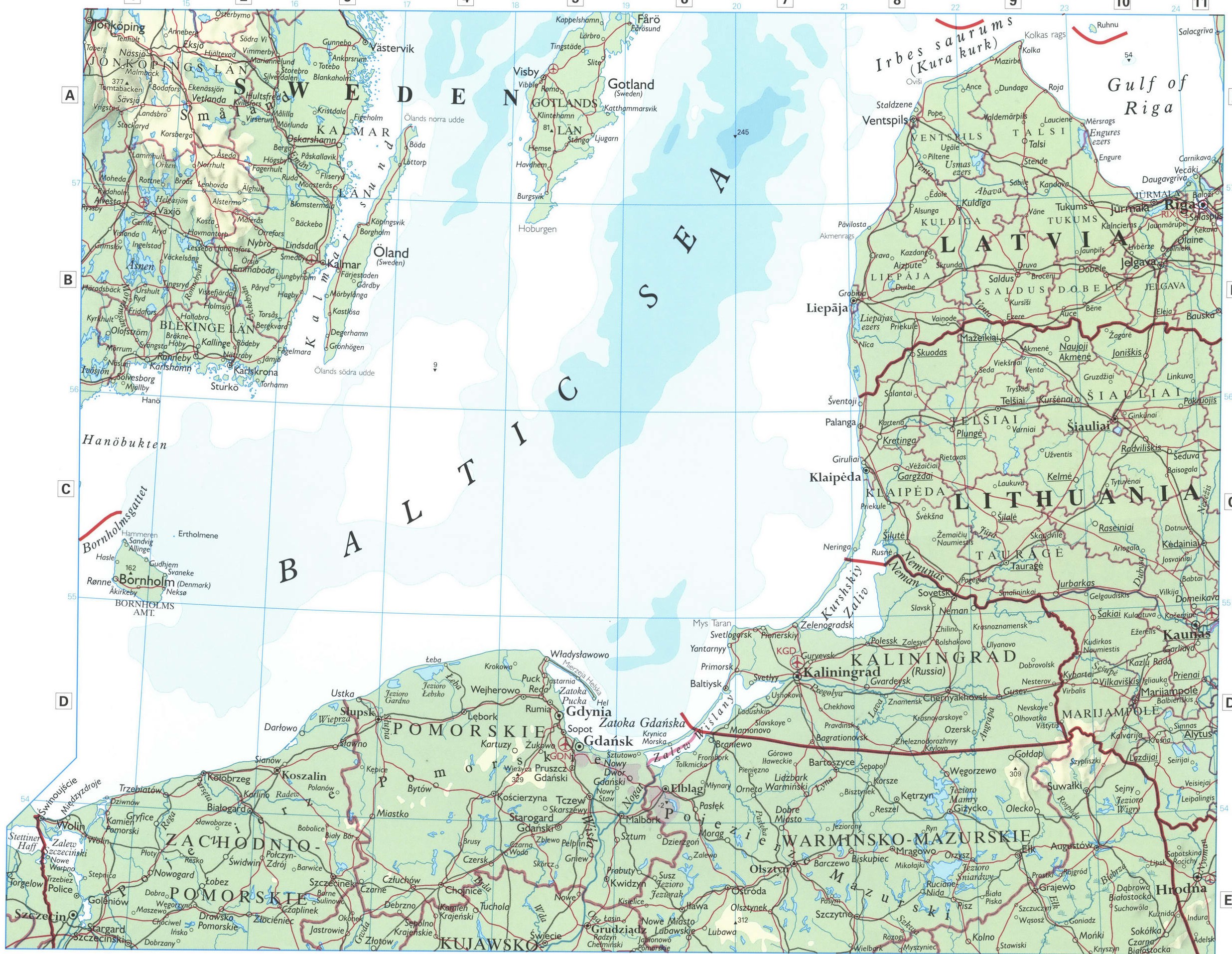 Poland and Baltic sea map