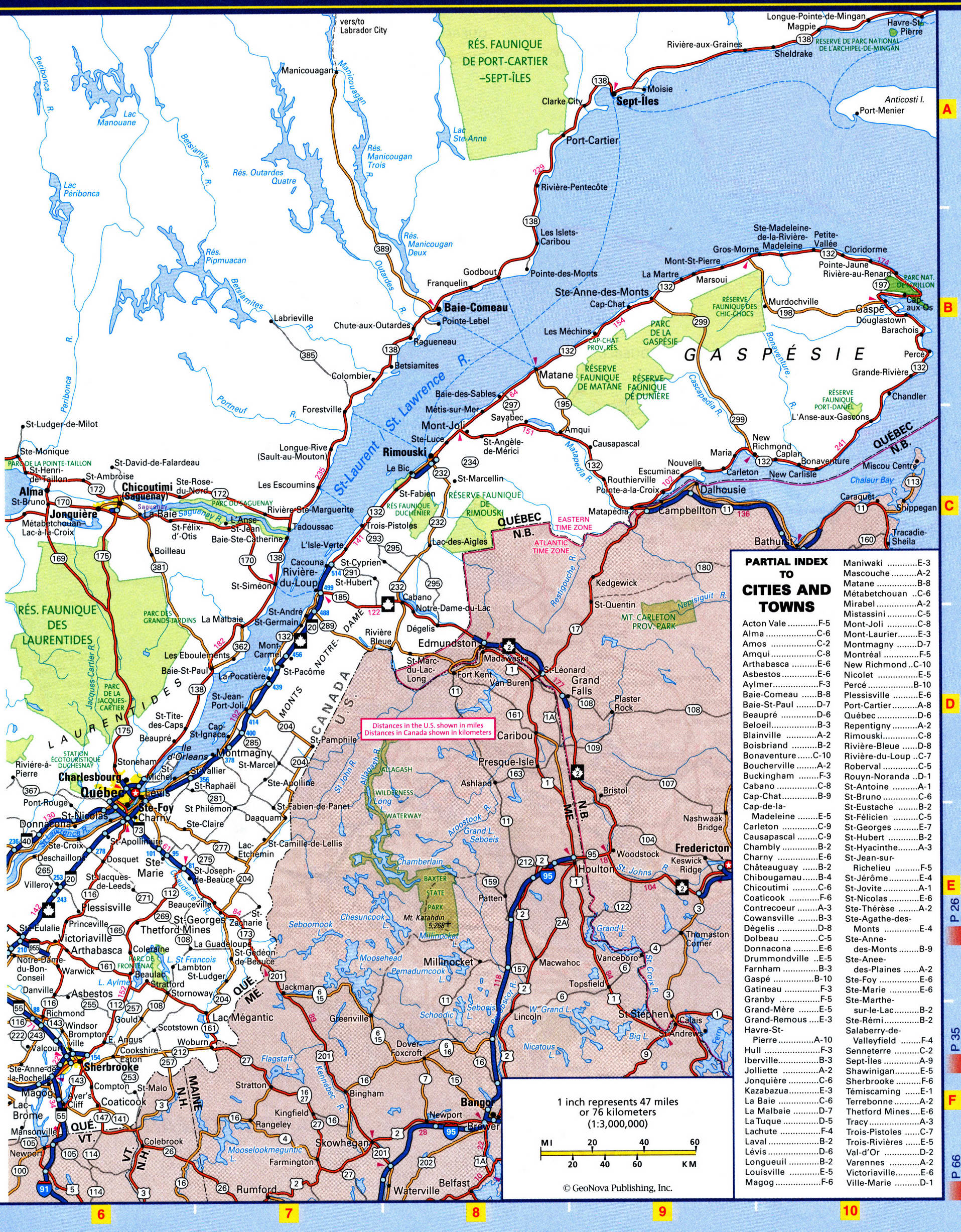 Quebec highways map with towns