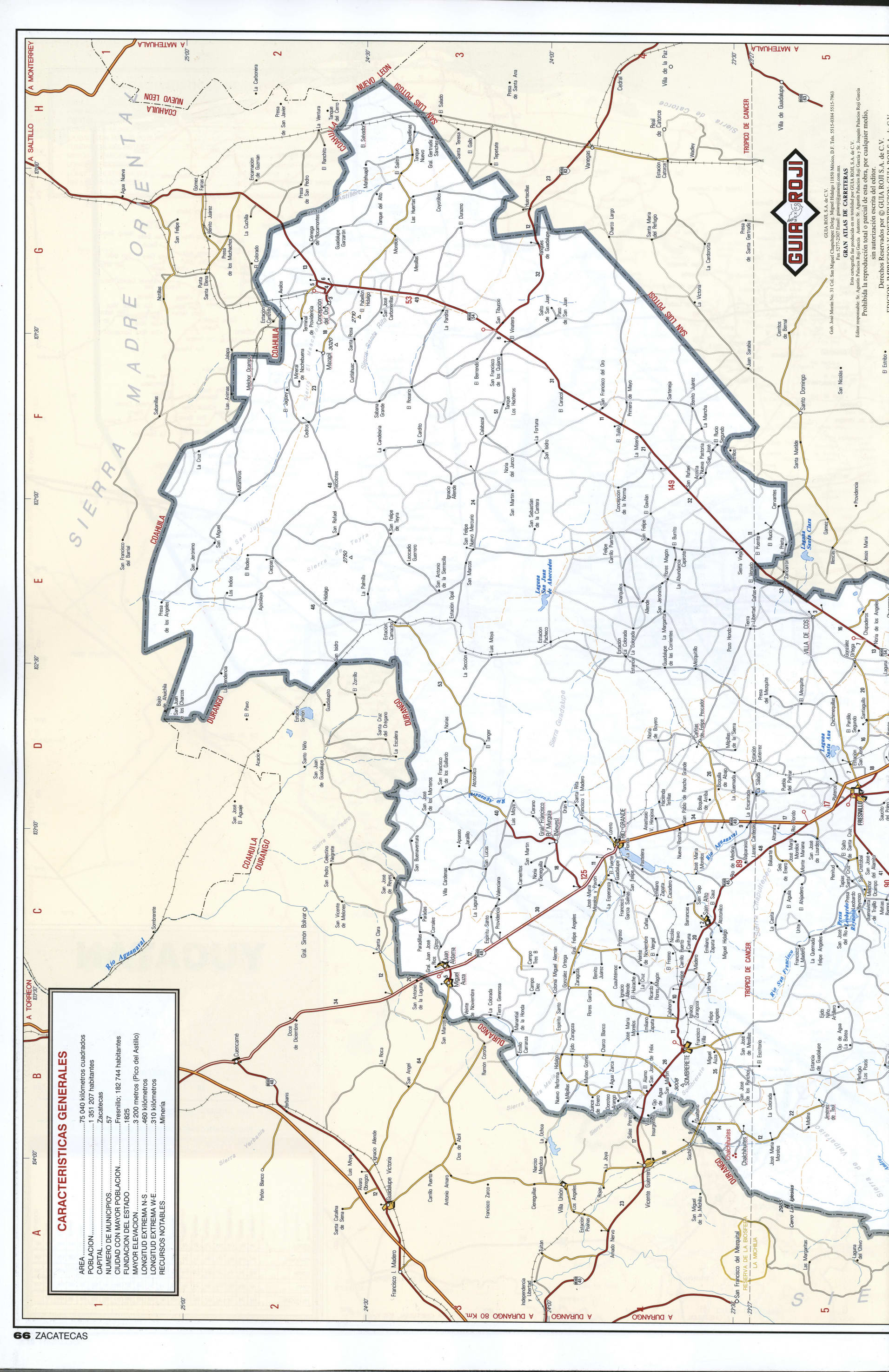 Zacatecas state map northern