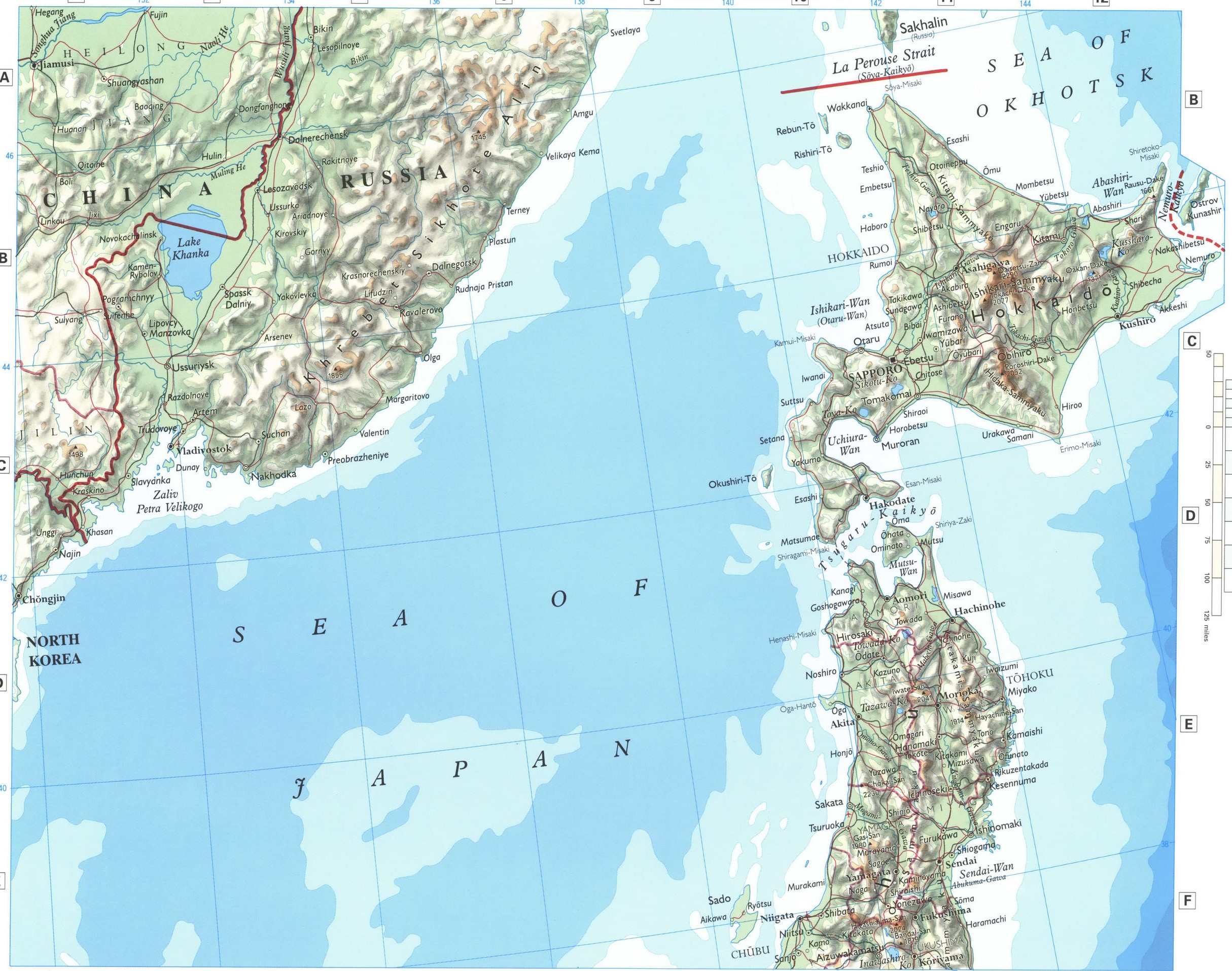 Map of Japan with cities 