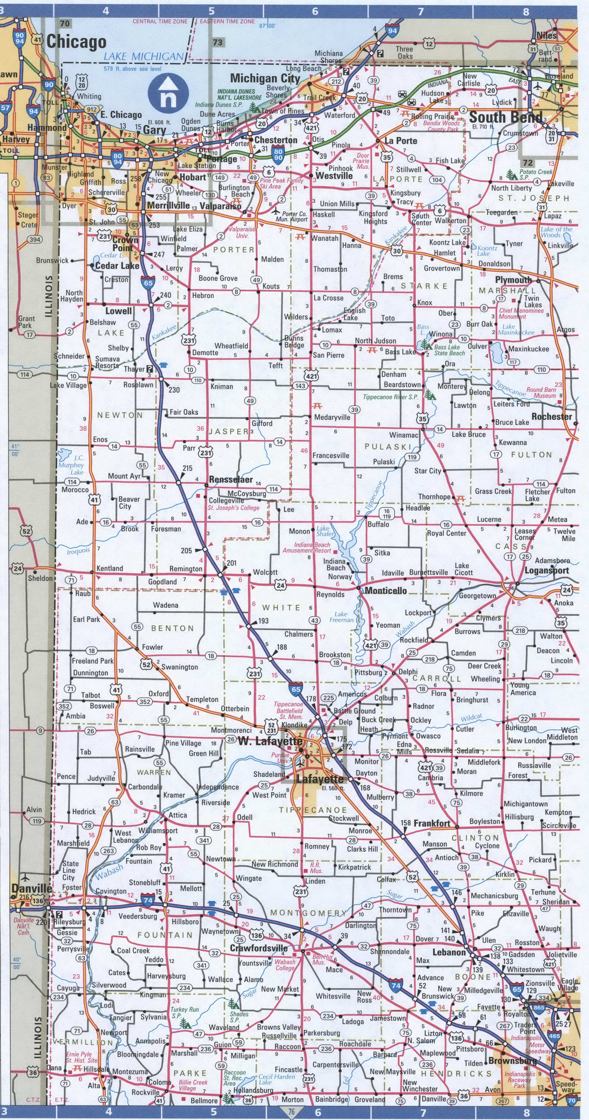 Indiana northern map