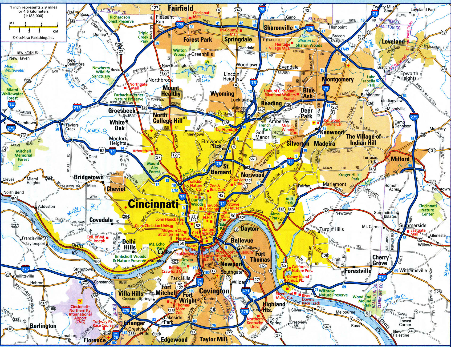 map of Cincinnati city