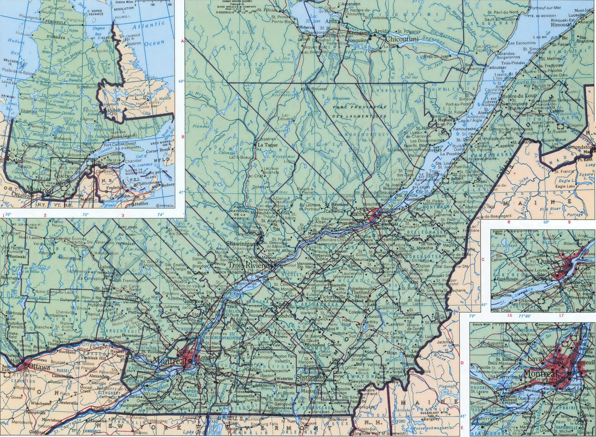 Quebec geographic map
