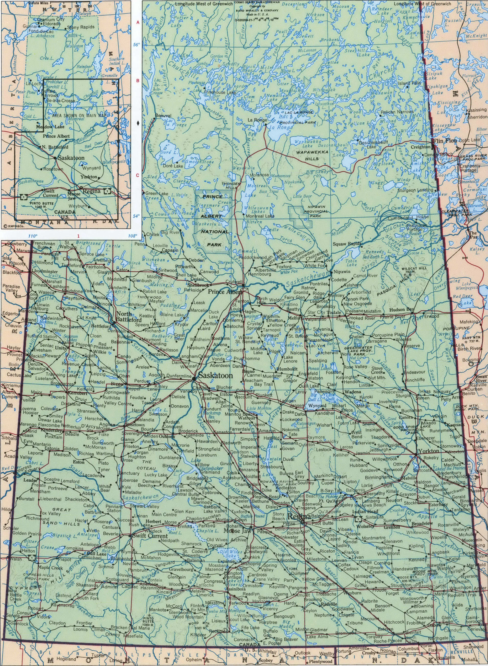 Saskatchewan geographic map