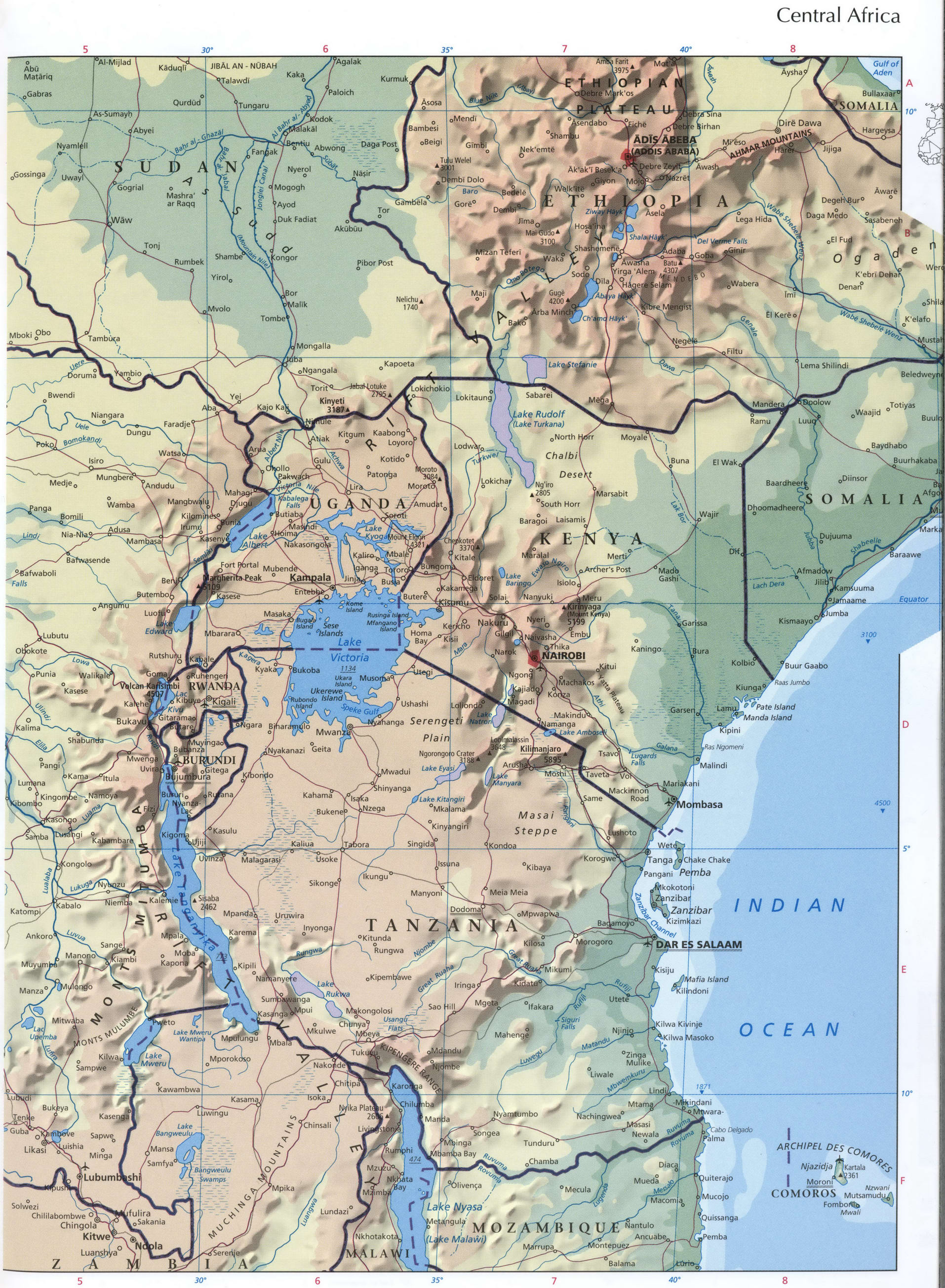 Central Africa map - east part
