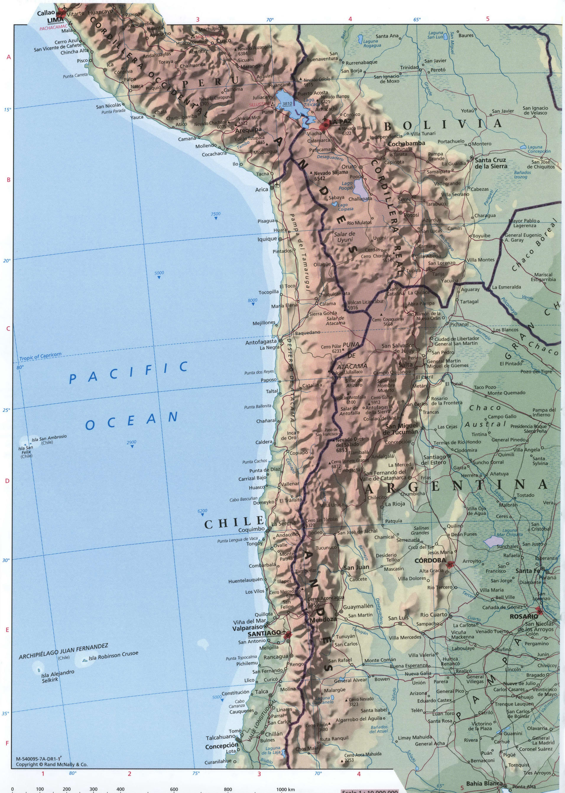Central South America map - western part