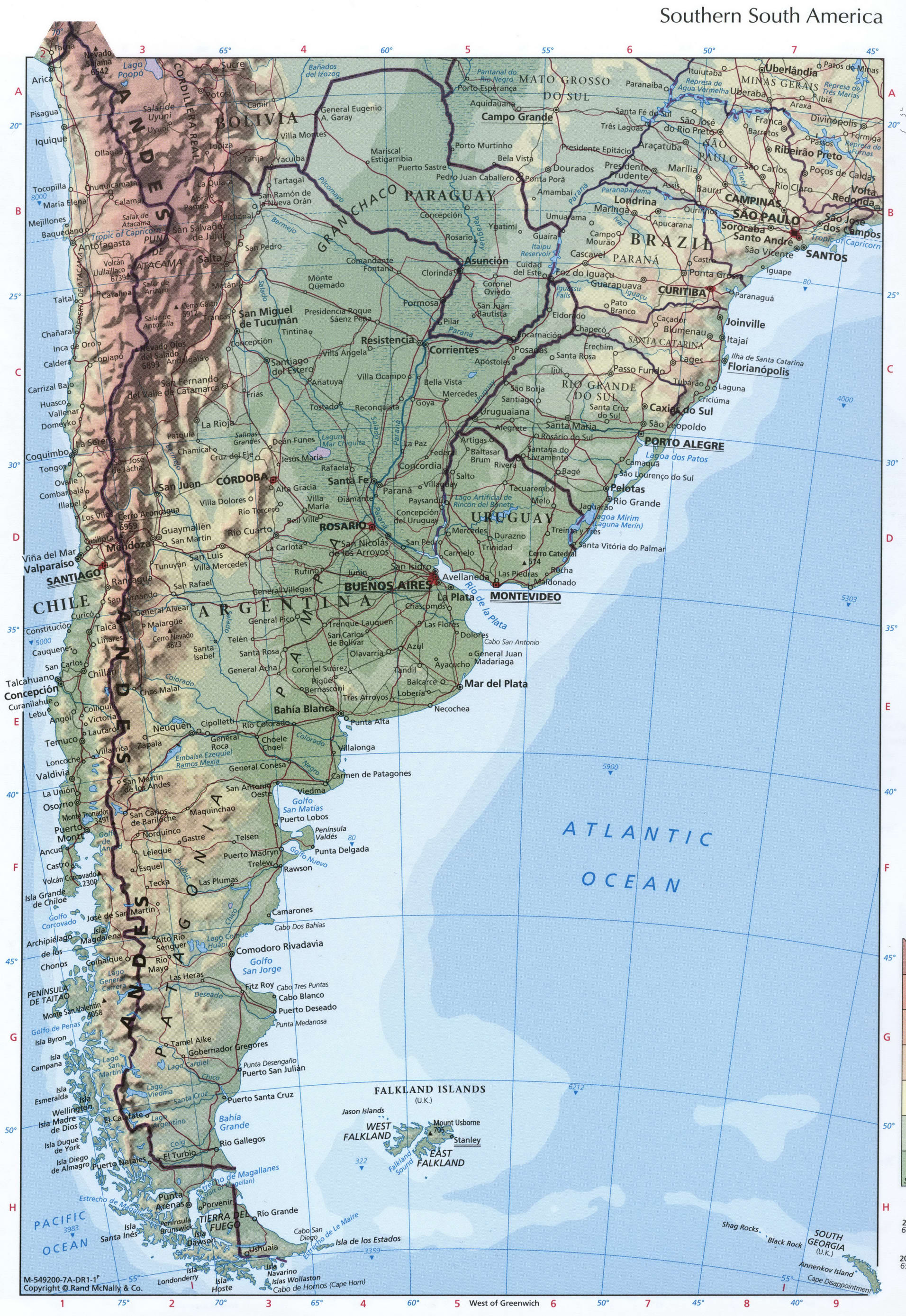 Southern South America map