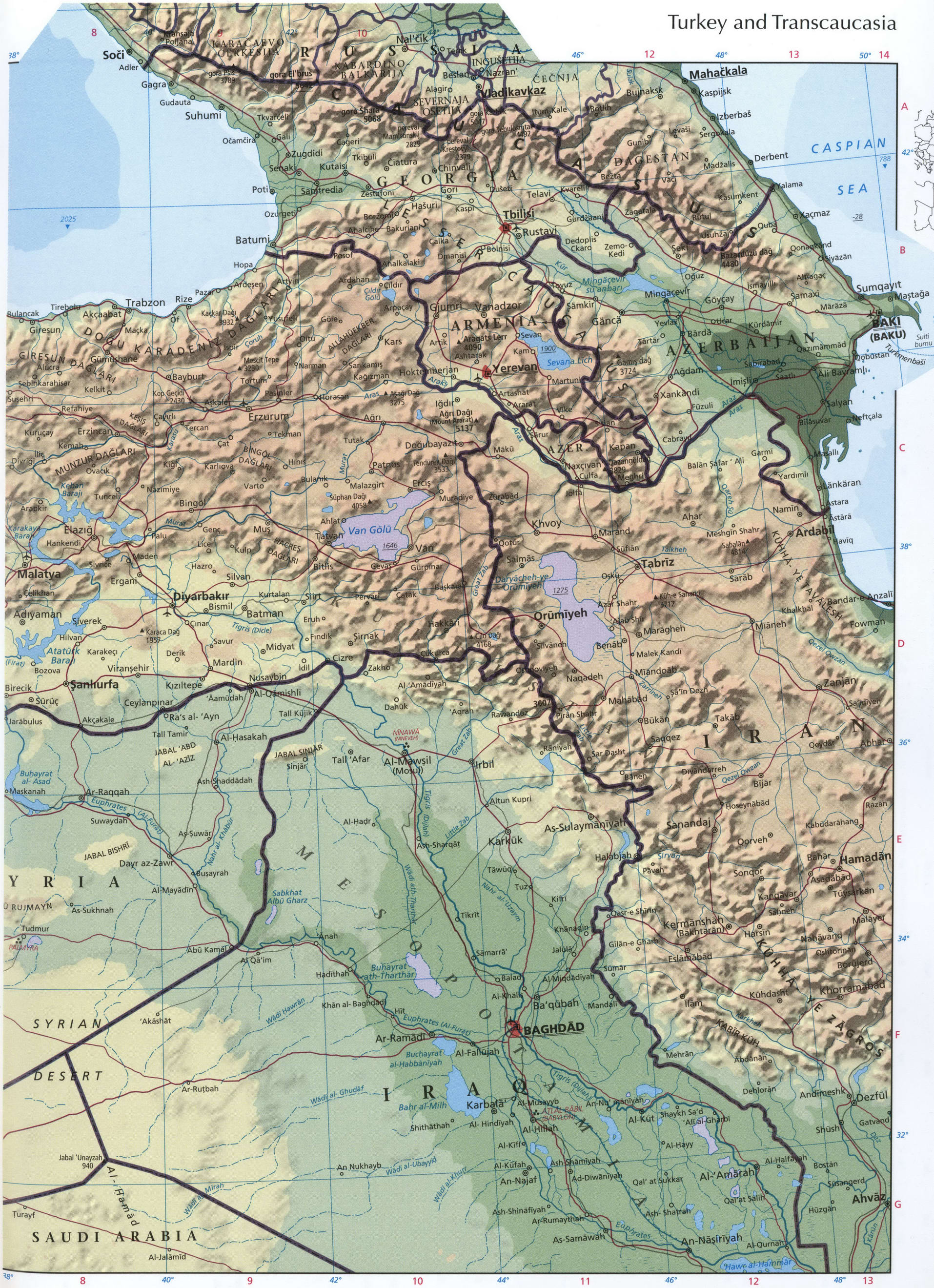 Turkey and Transcaucasia map