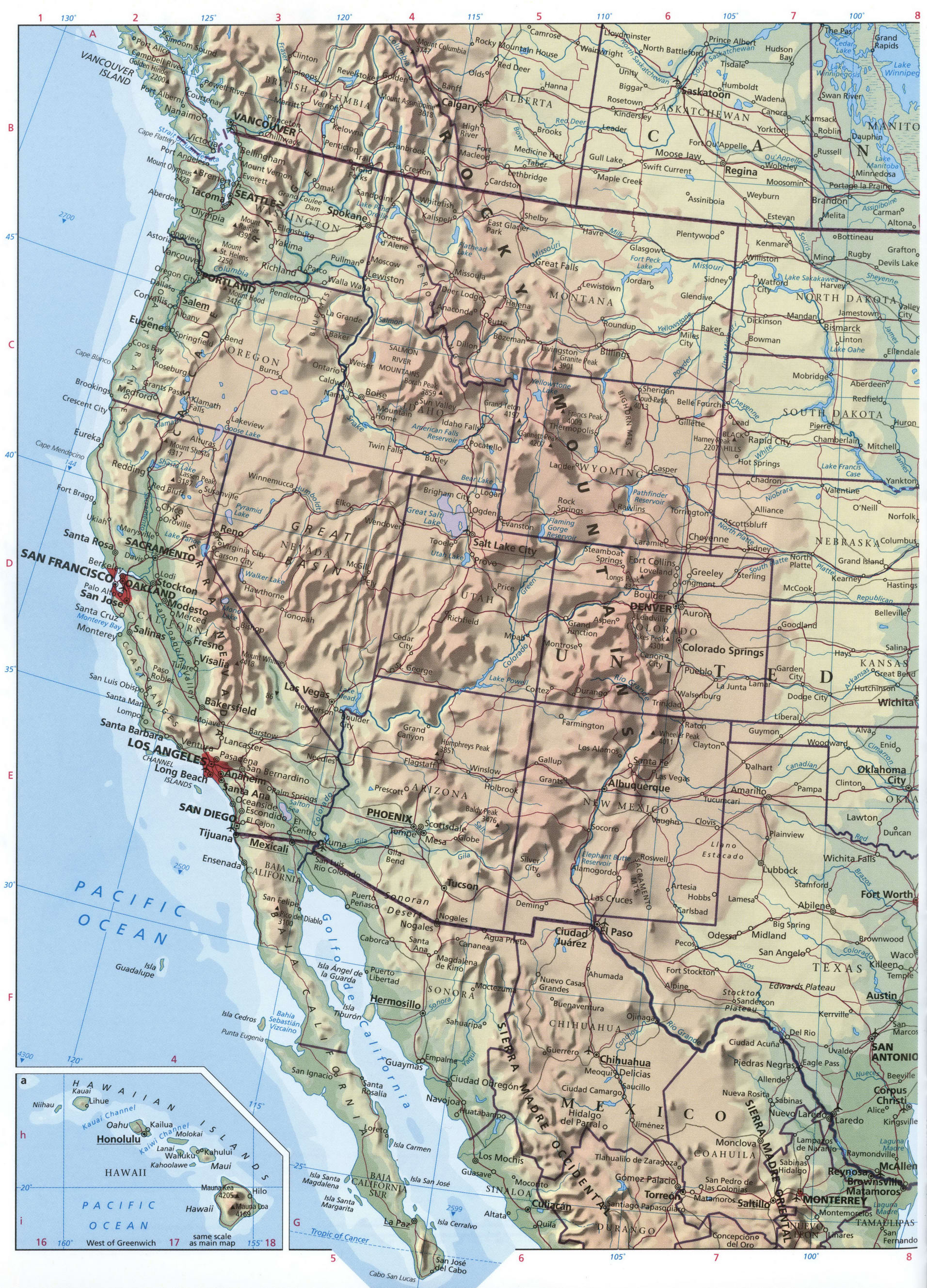 USA western coast map