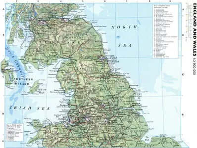 Physical map of Northern England and Scotland