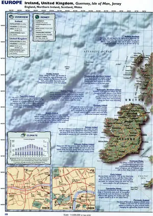 map of Ireland with cities and roads for travelers