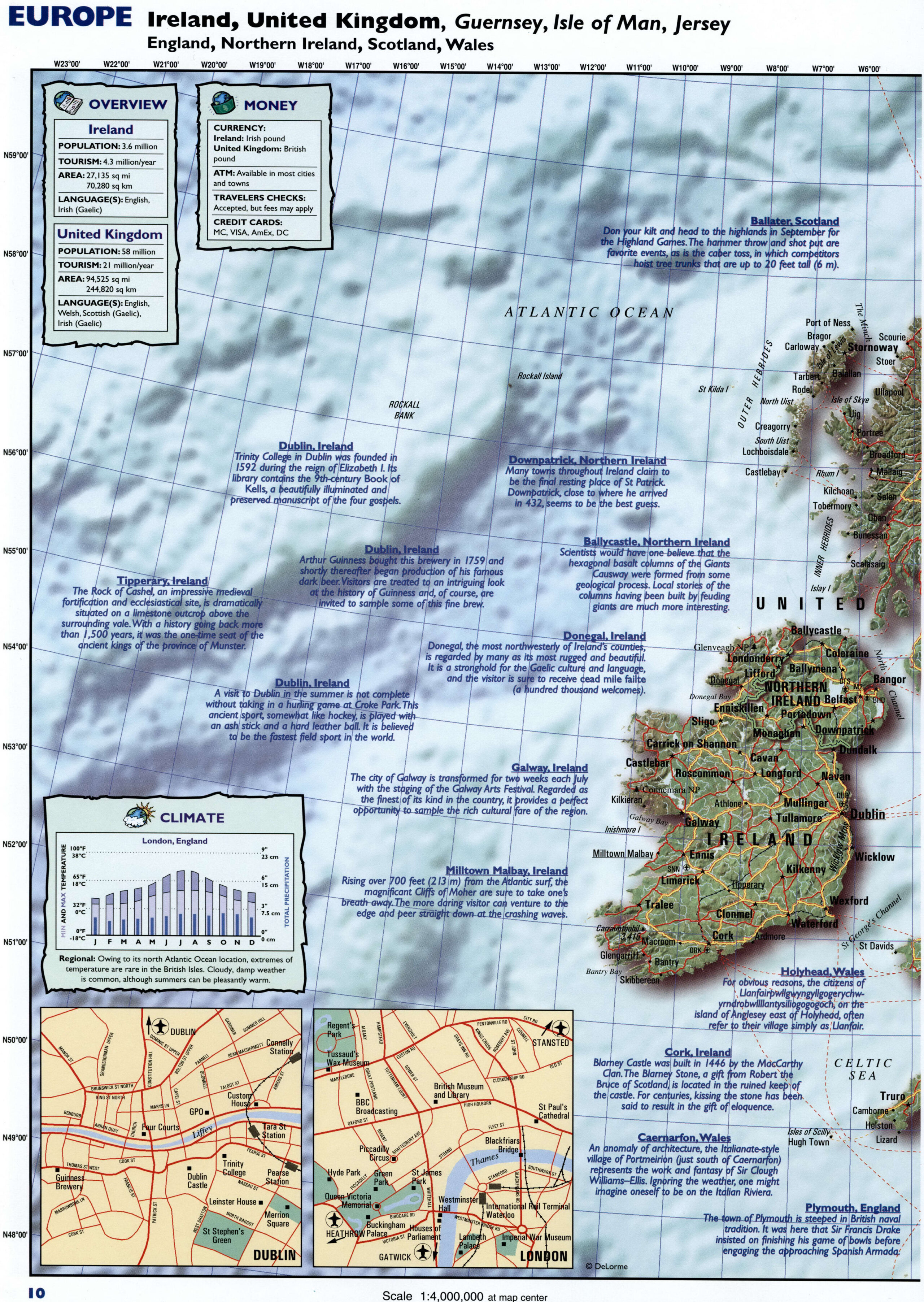 map of Ireland with cities and roads for travelers