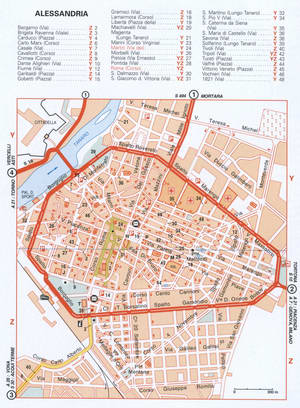 Map of Alessandria with historical landmarks