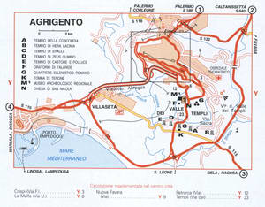 Map of Agrigento with historical landmarks