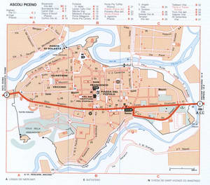 Map of Ascoli Piceno with historical landmarks