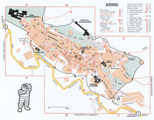 Map of Assisi with historical landmarks