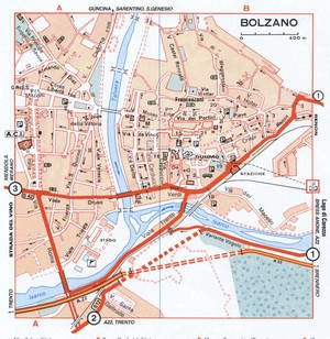 Map of Bolzano with historical landmarks