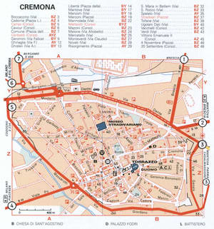 Map of Cremona with historical landmarks
