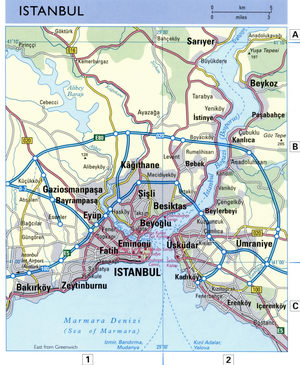 Highway map of the Istanbul region